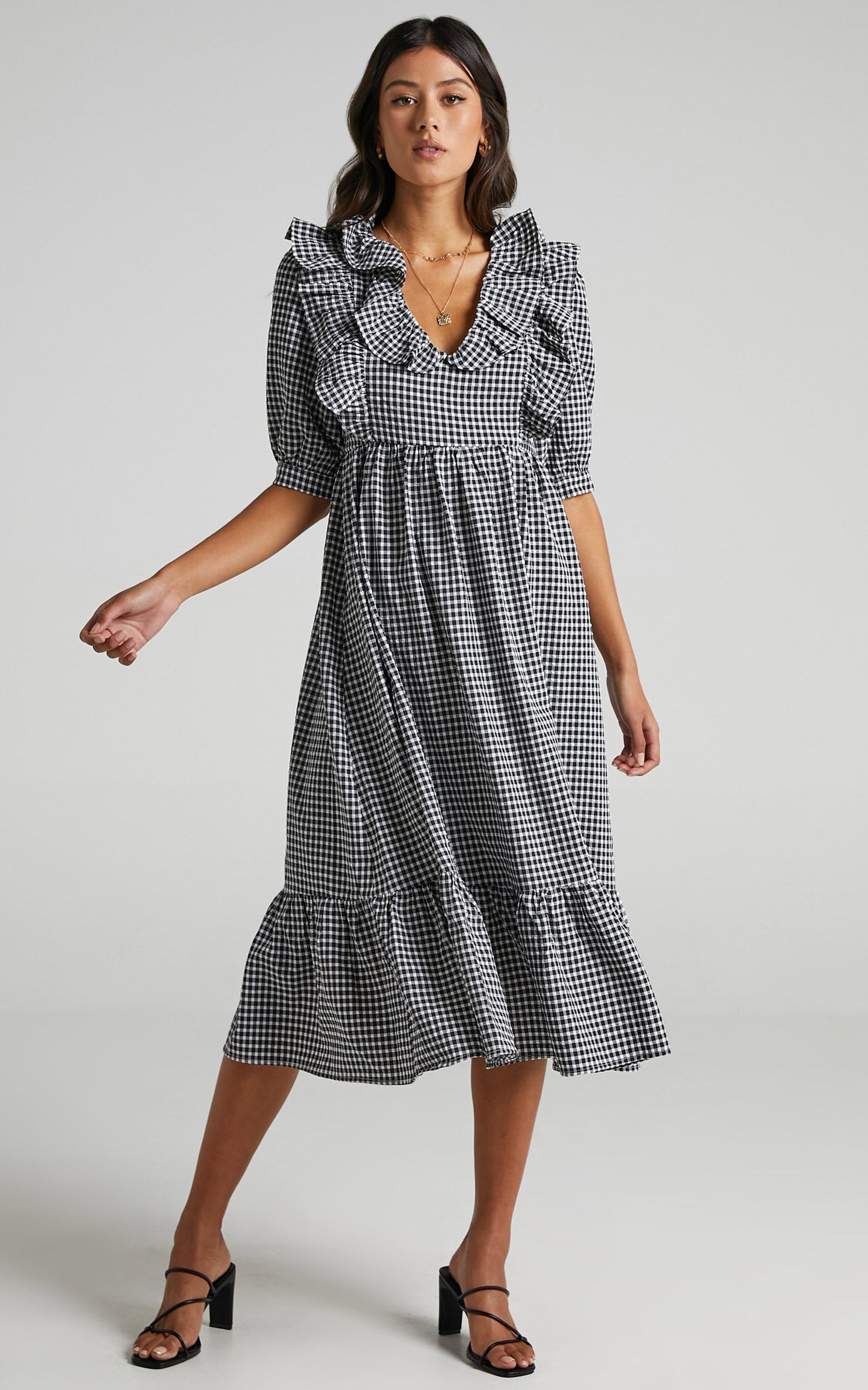 Shema Dress in Black Check