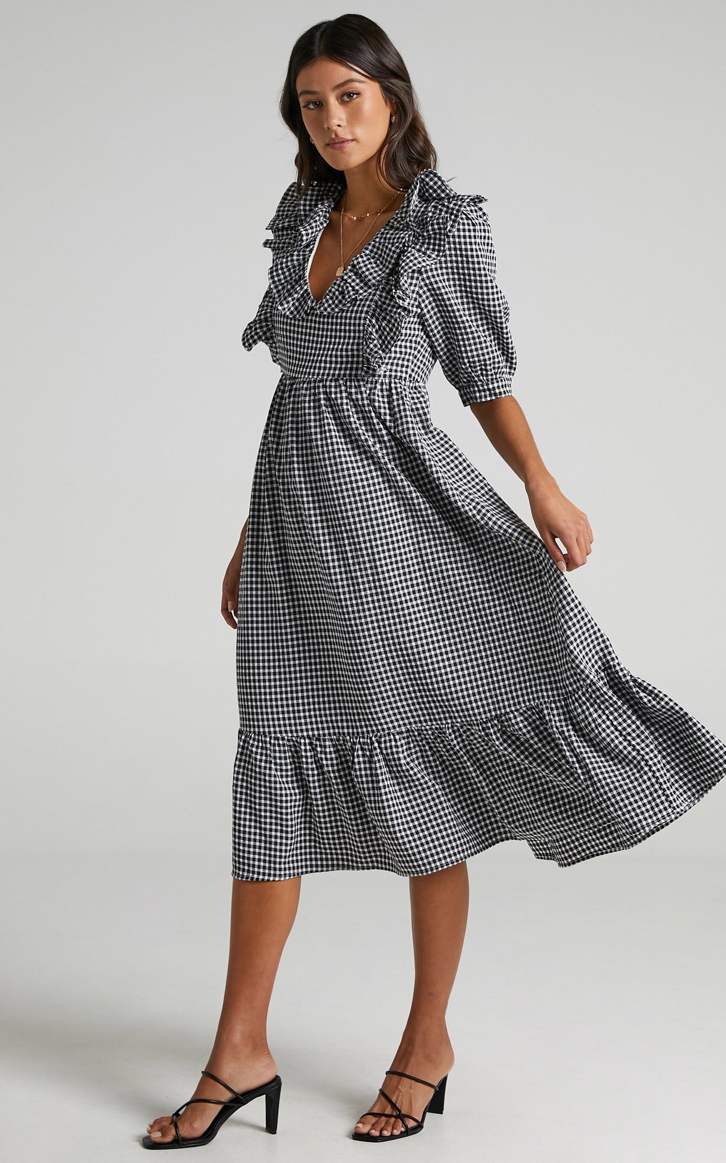 Shema Dress in Black Check