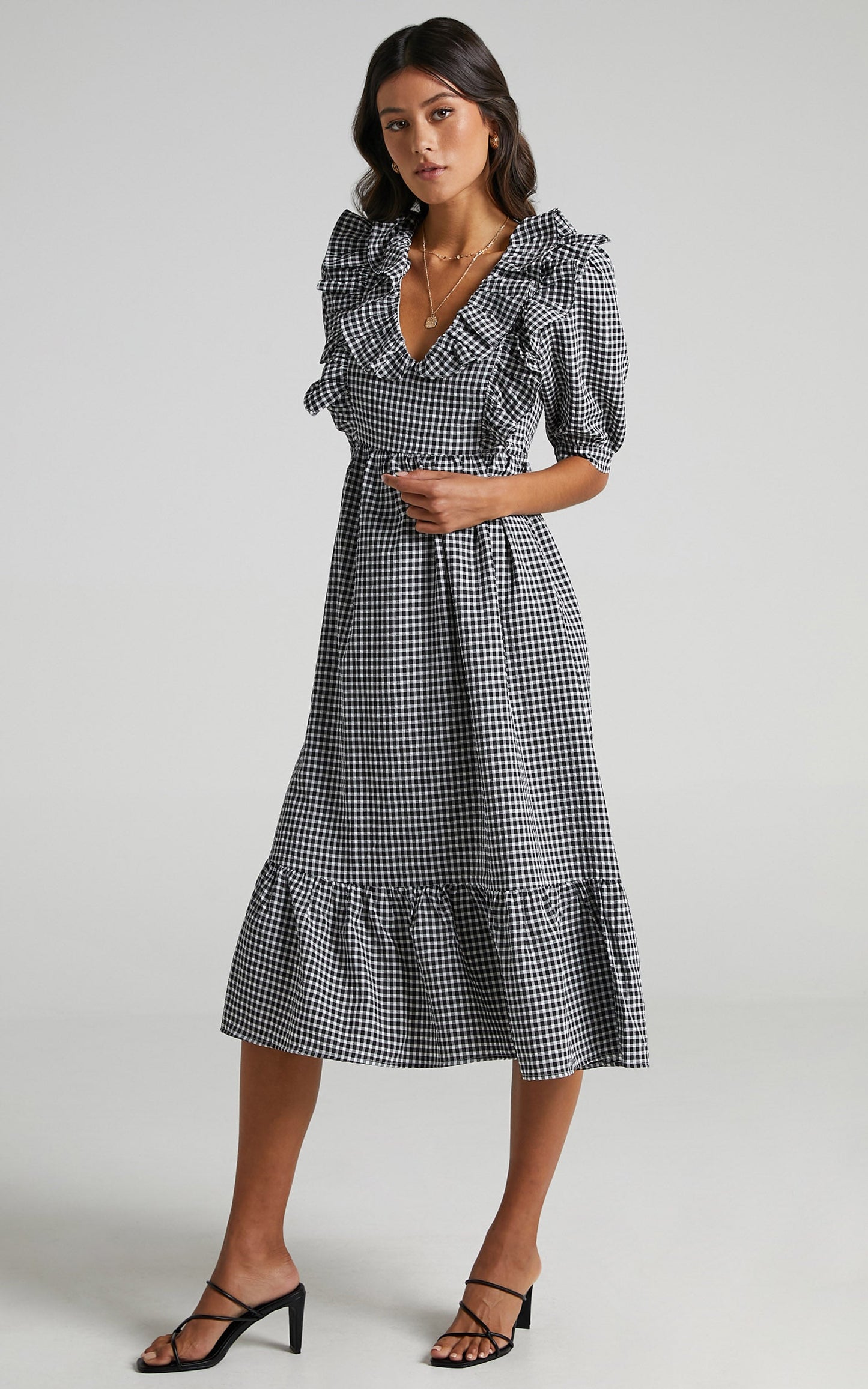 Shema Dress in Black Check