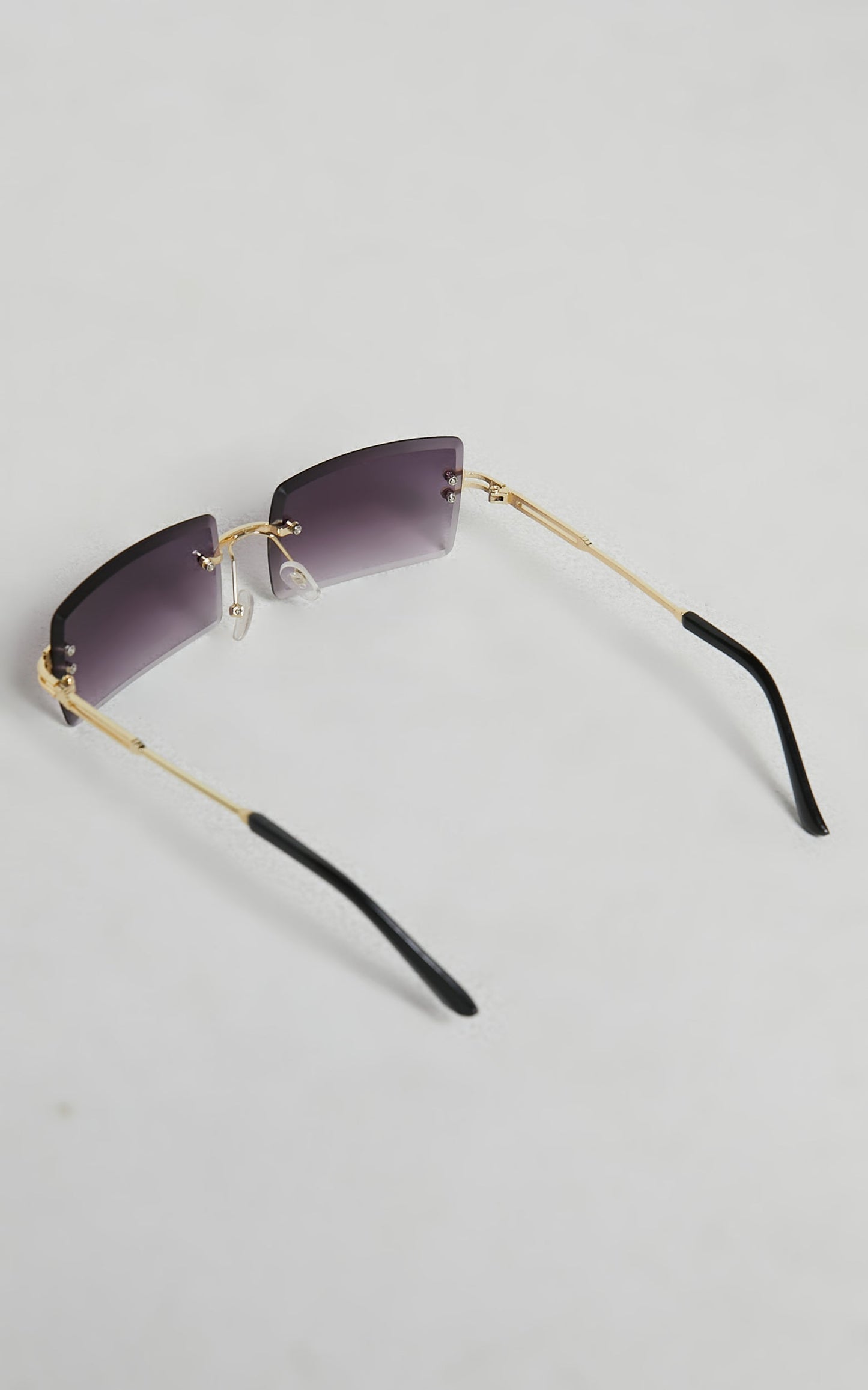 Shinji Sunglasses - Rimless Square Sunglasses in Black Fade
