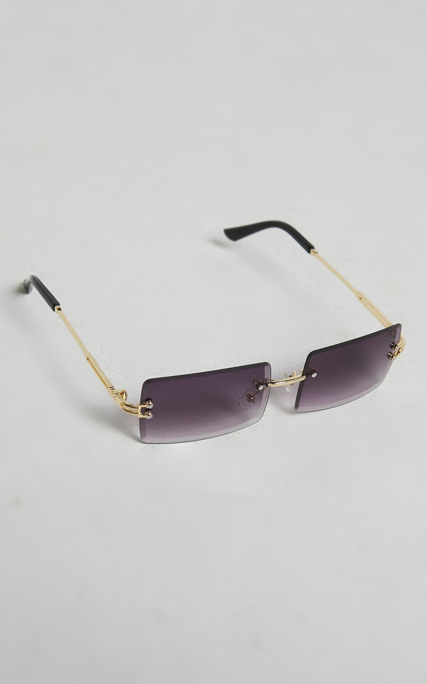 Shinji Sunglasses - Rimless Square Sunglasses in Black Fade