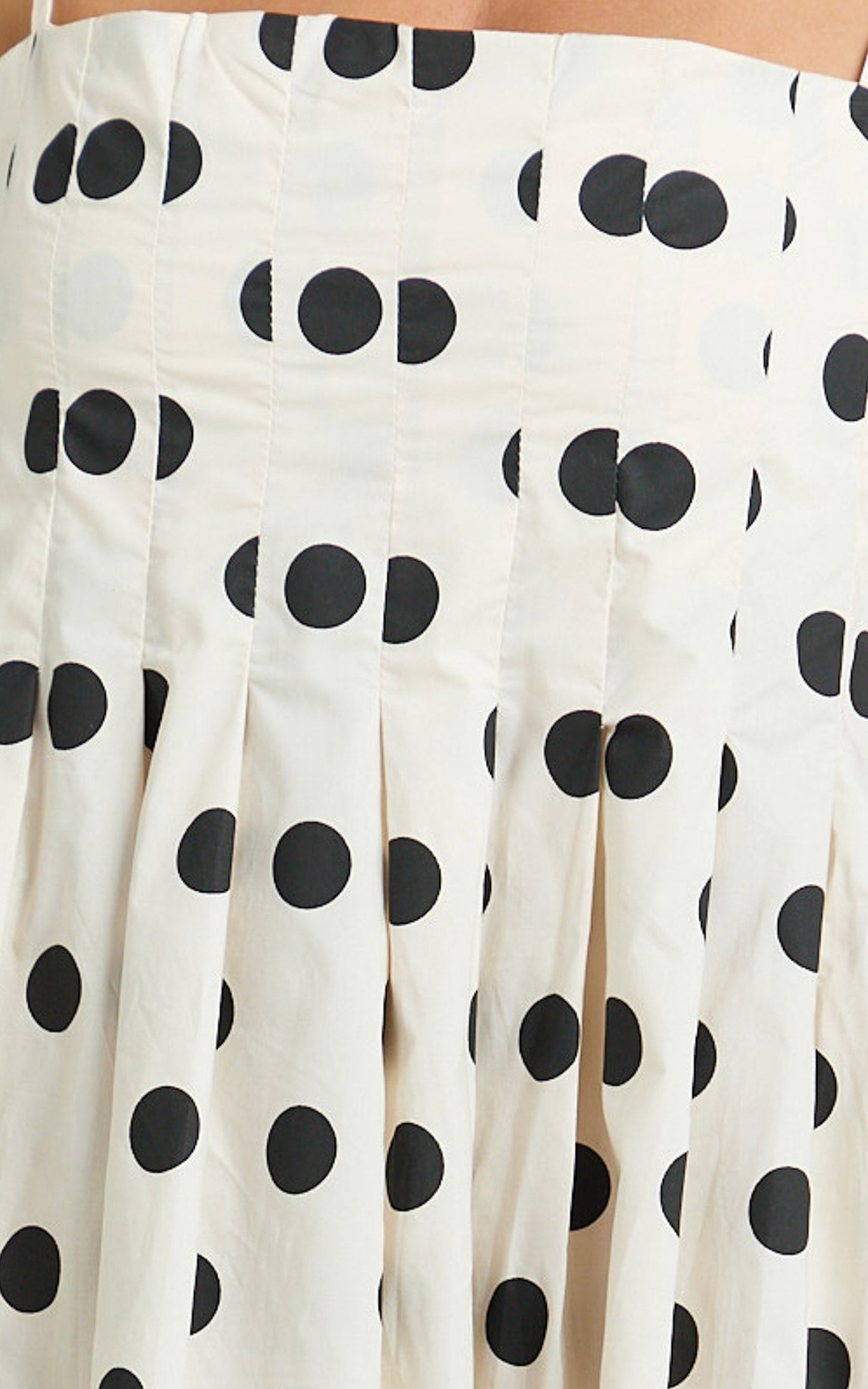 Sia Maxi Dress - Sleeveless Straight Neck A Line Dress in Beige Black Spot