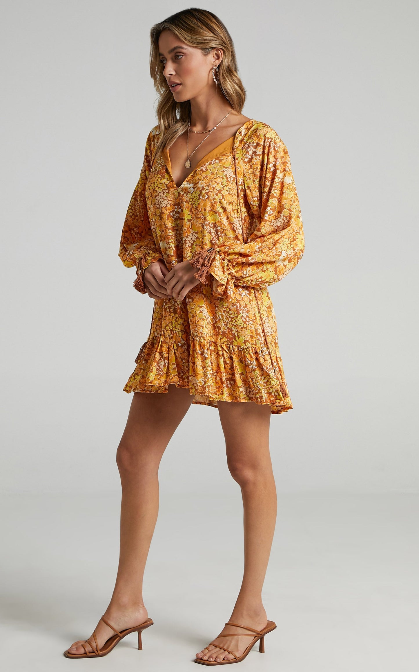 Sian Long Sleeve Mini Dress in Rustic Floral
