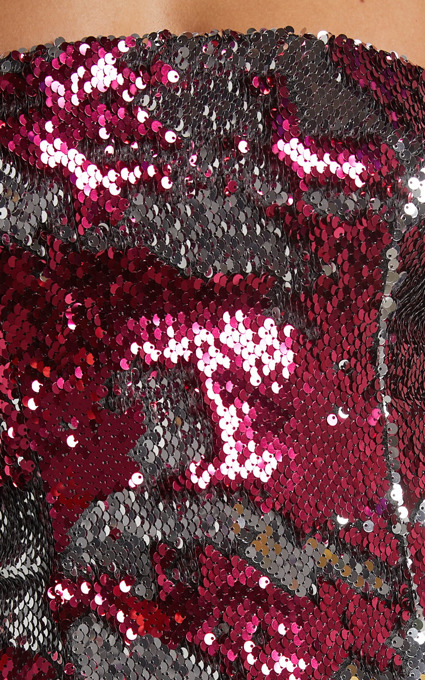 Sicah Mini Dress - Sequin Strapless Bodycon Dress in Pink/Silver
