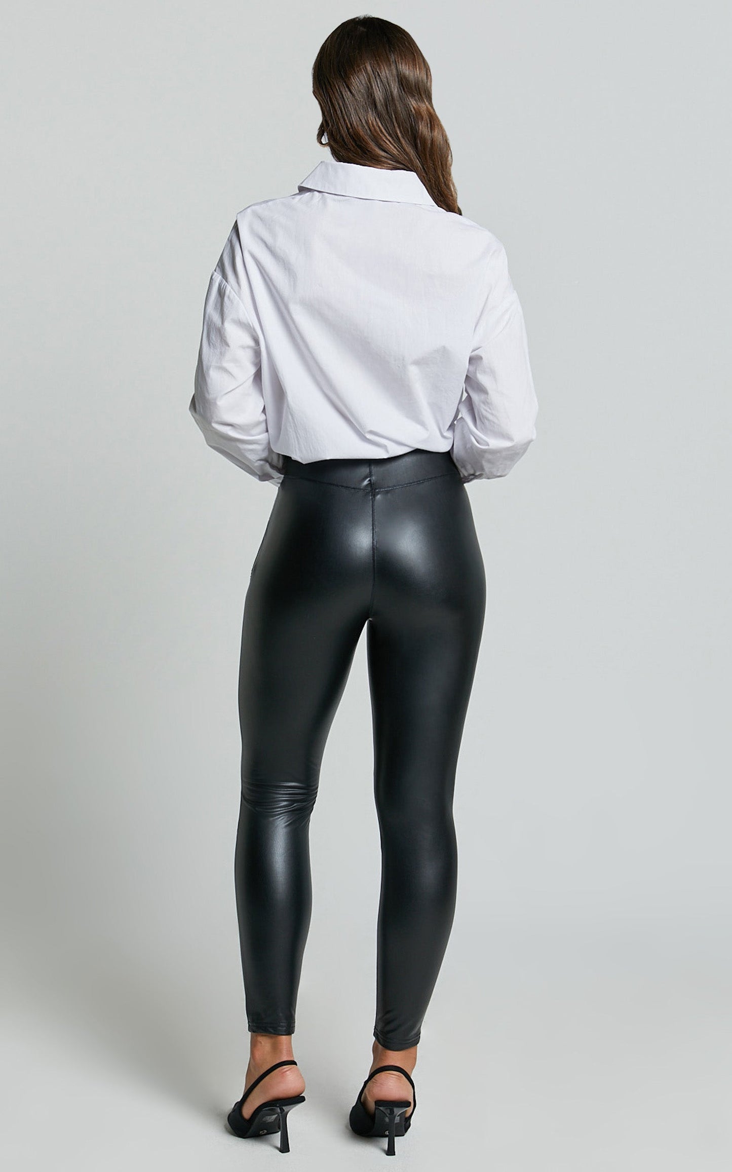 Sienna Pants - High Waisted Faux Leather Skinny Pants in Black