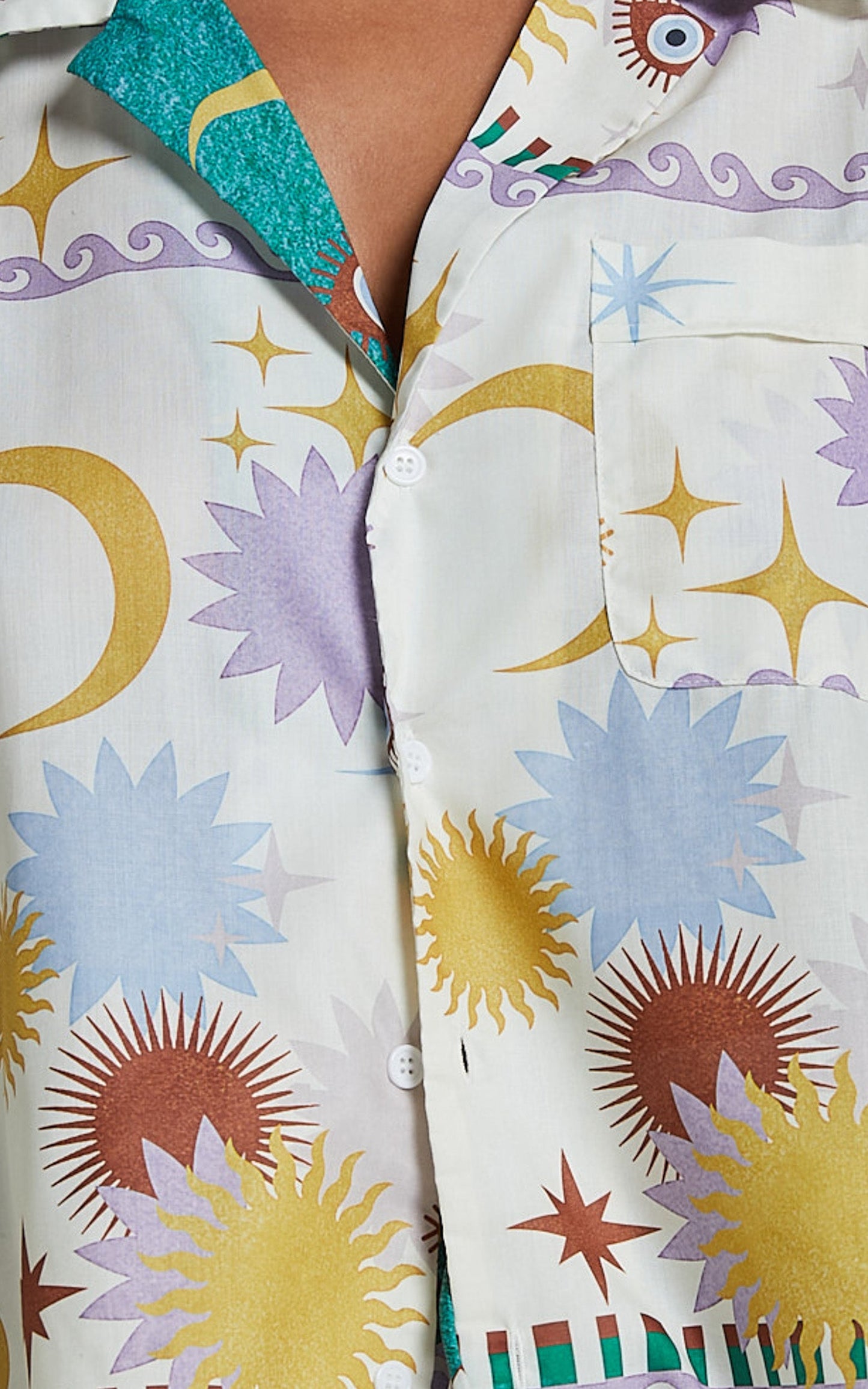 Sifani Top - Relaxed Button Through Collared Shirt in Cosmic Summer