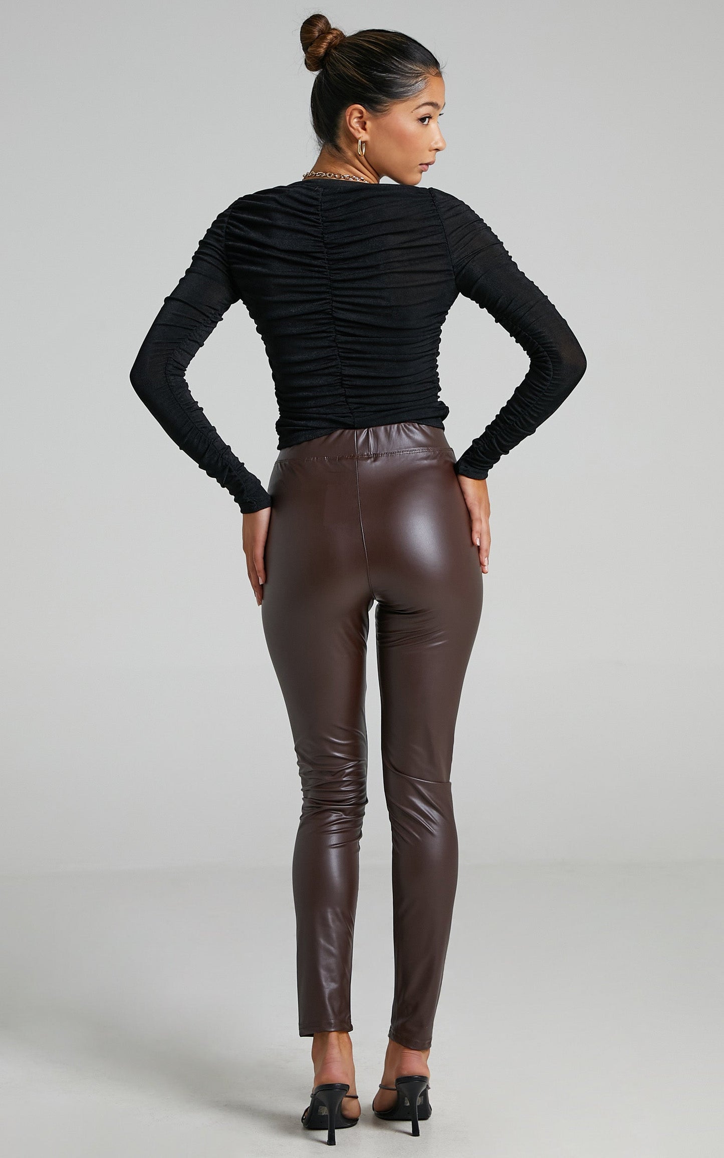 Sinead Pants in Chocolate Leatherette