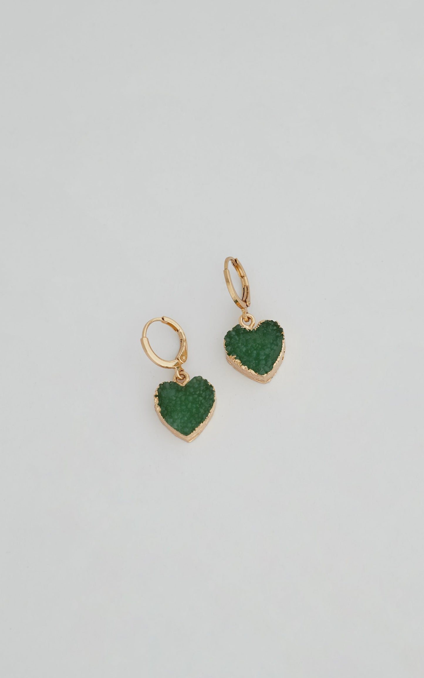 Sintra Gem Heart Drop Earrings in Gold / Green