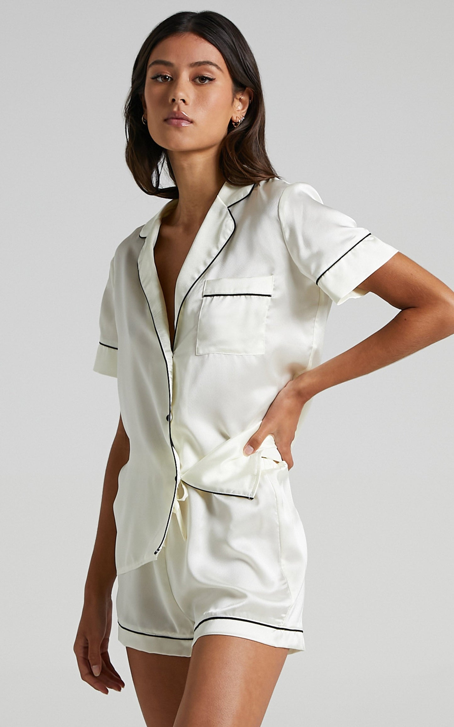 Sleep All Day Shorts in Ivory Satin