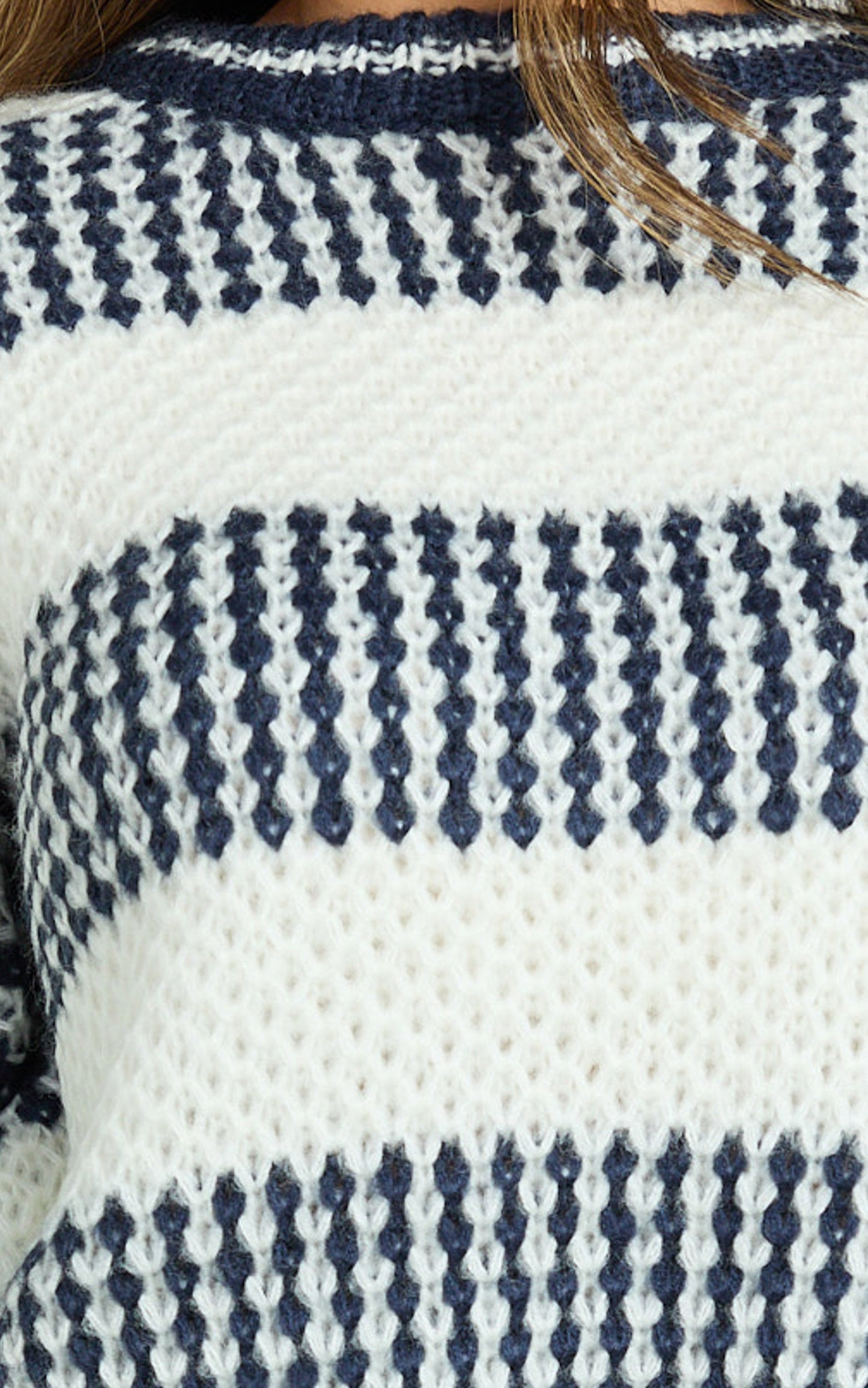 Snuggle Up Jumper - Knit Jumper in Navy Stripe