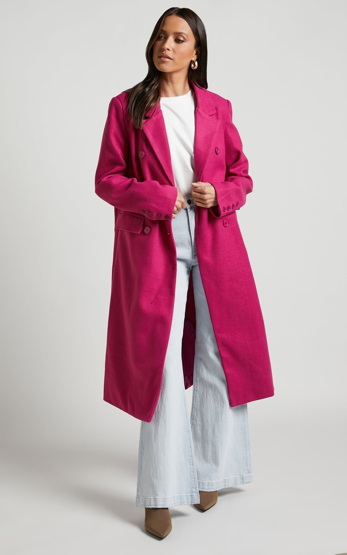 Socorro Coat - Tailored Longline Coat in Hot Pink