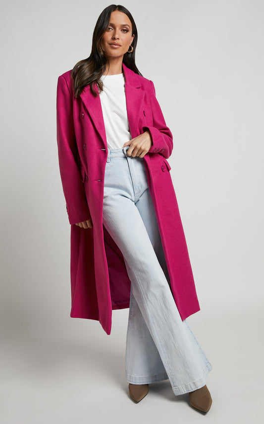 Socorro Coat - Tailored Longline Coat in Hot Pink