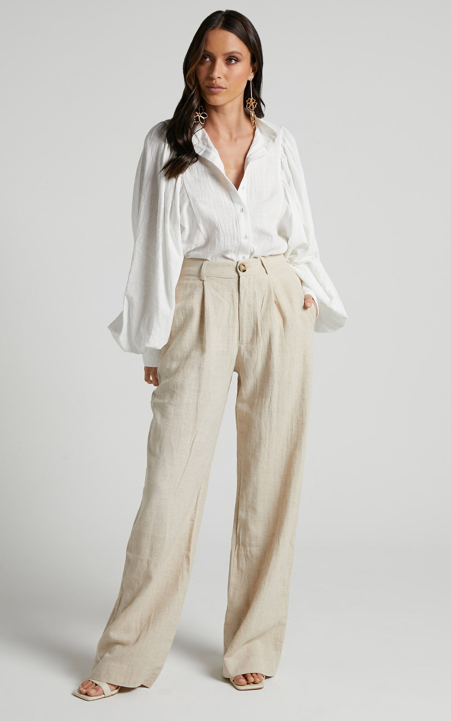 Sonyeta Top - Balloon Sleeve Blouse Top in White