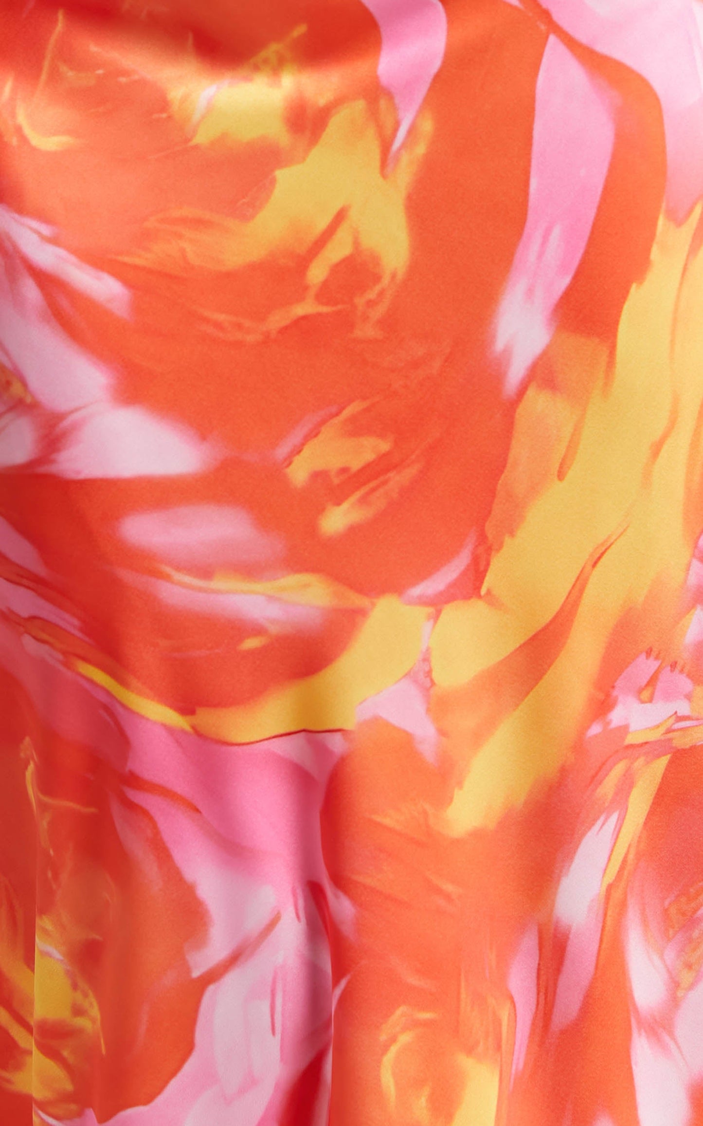 Sophia Midi Dress - Asymmetrical Neck Tie Satin Dress in Pink Swirl