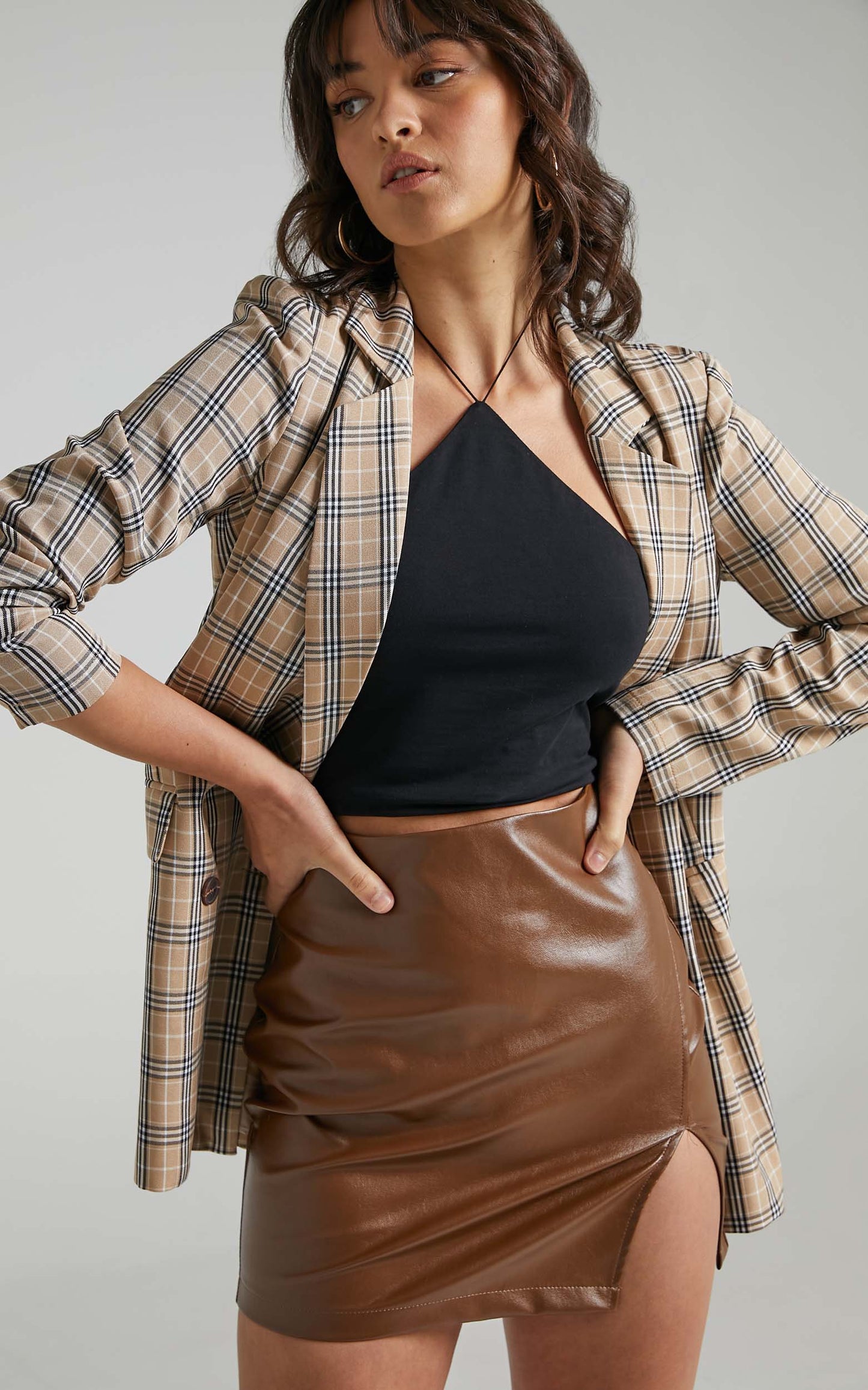 Sort It Out Blazer in Beige Check