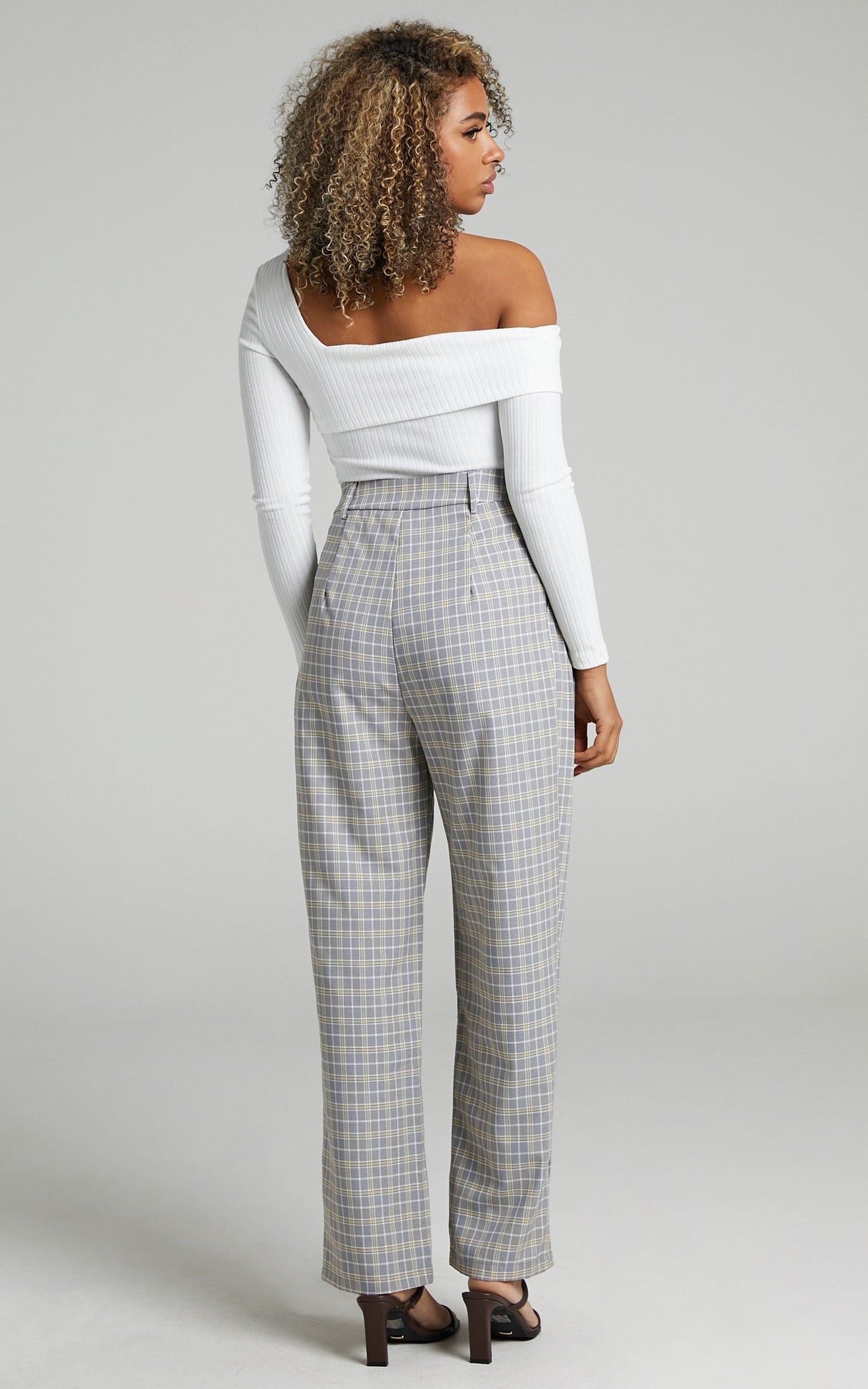 Spears Tailored Straight Leg Check Pants in Navy Check