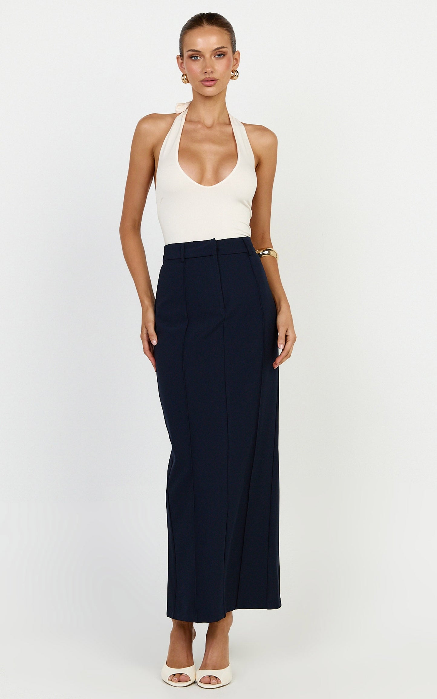 Stella Maxi Skirt - High Waisted Pencil Skirt in Navy