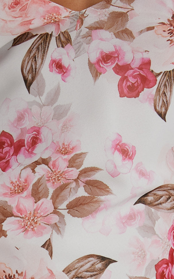 Suanie Midi Dress - Ruffle Detail Tiered Dress in Bouquet Floral