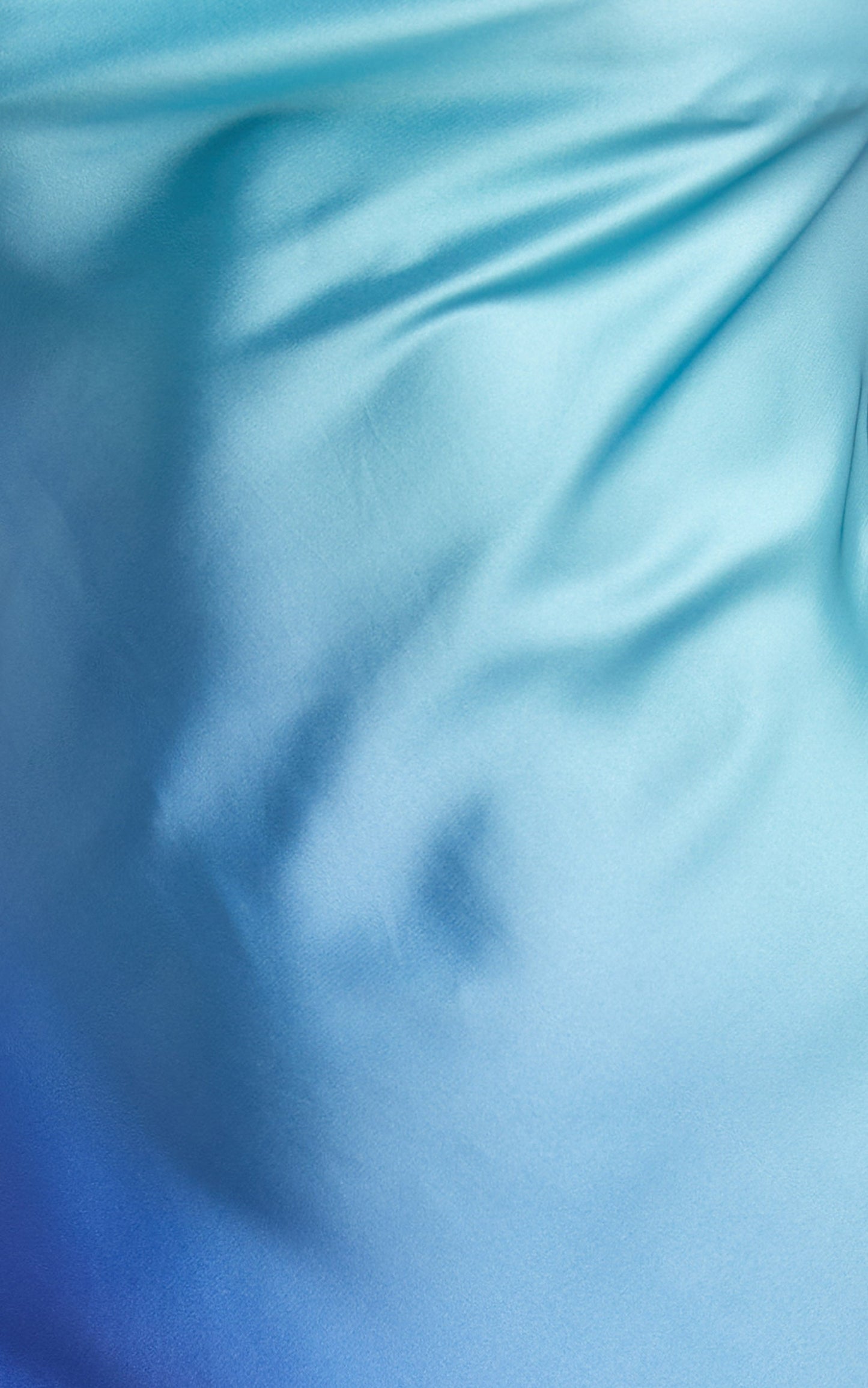 Sumara Midi Dress - Cowl Neck Satin Dress in Blue Ombre