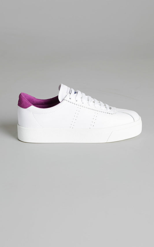 Superga - 2854 Club S 3 Leather Sneakers in White Fuchsia