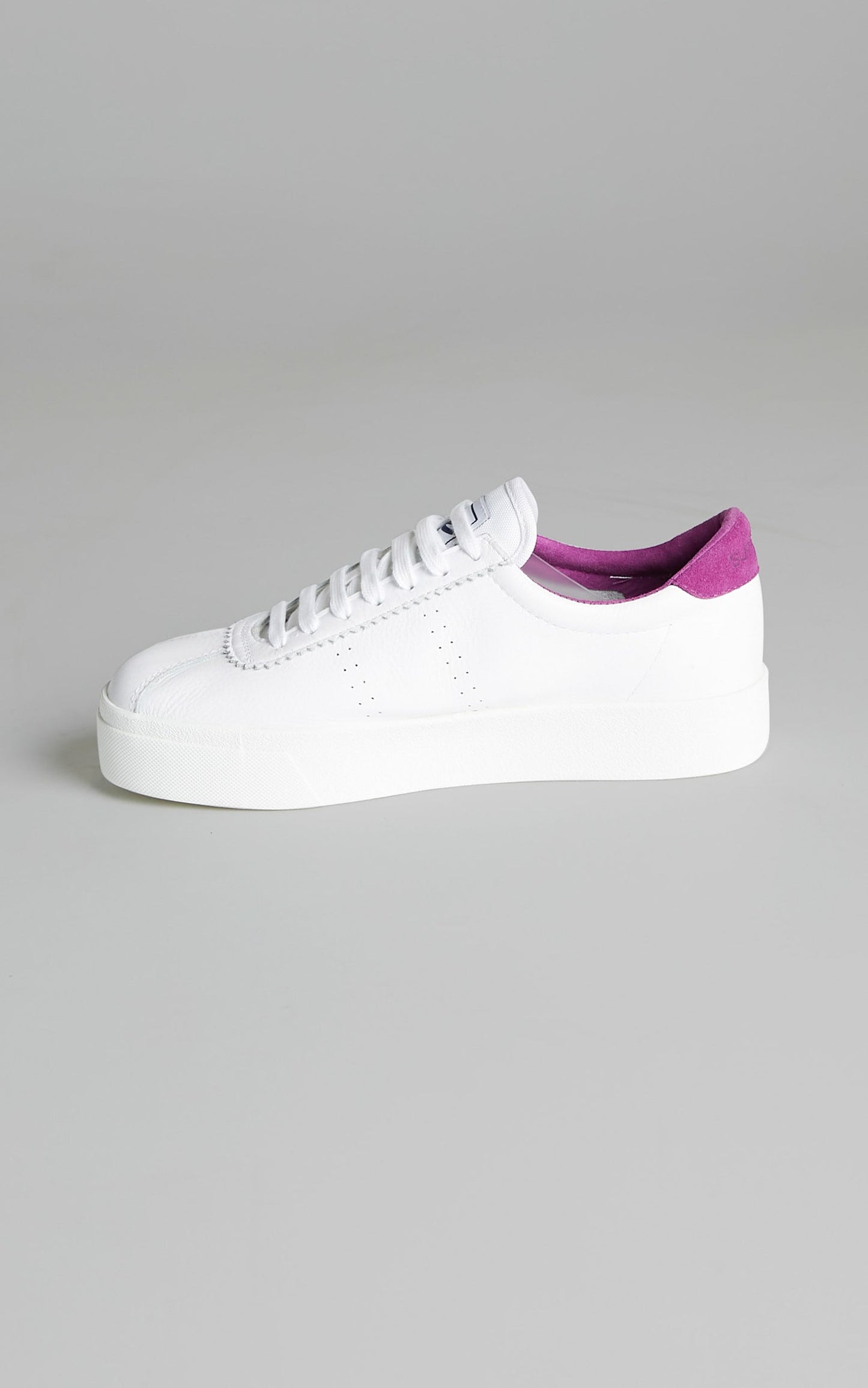 Superga - 2854 Club S 3 Leather Sneakers in White Fuchsia