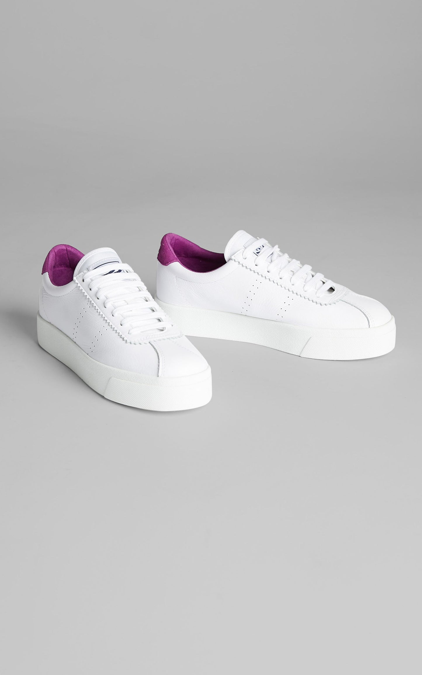 Superga - 2854 Club S 3 Leather Sneakers in White Fuchsia