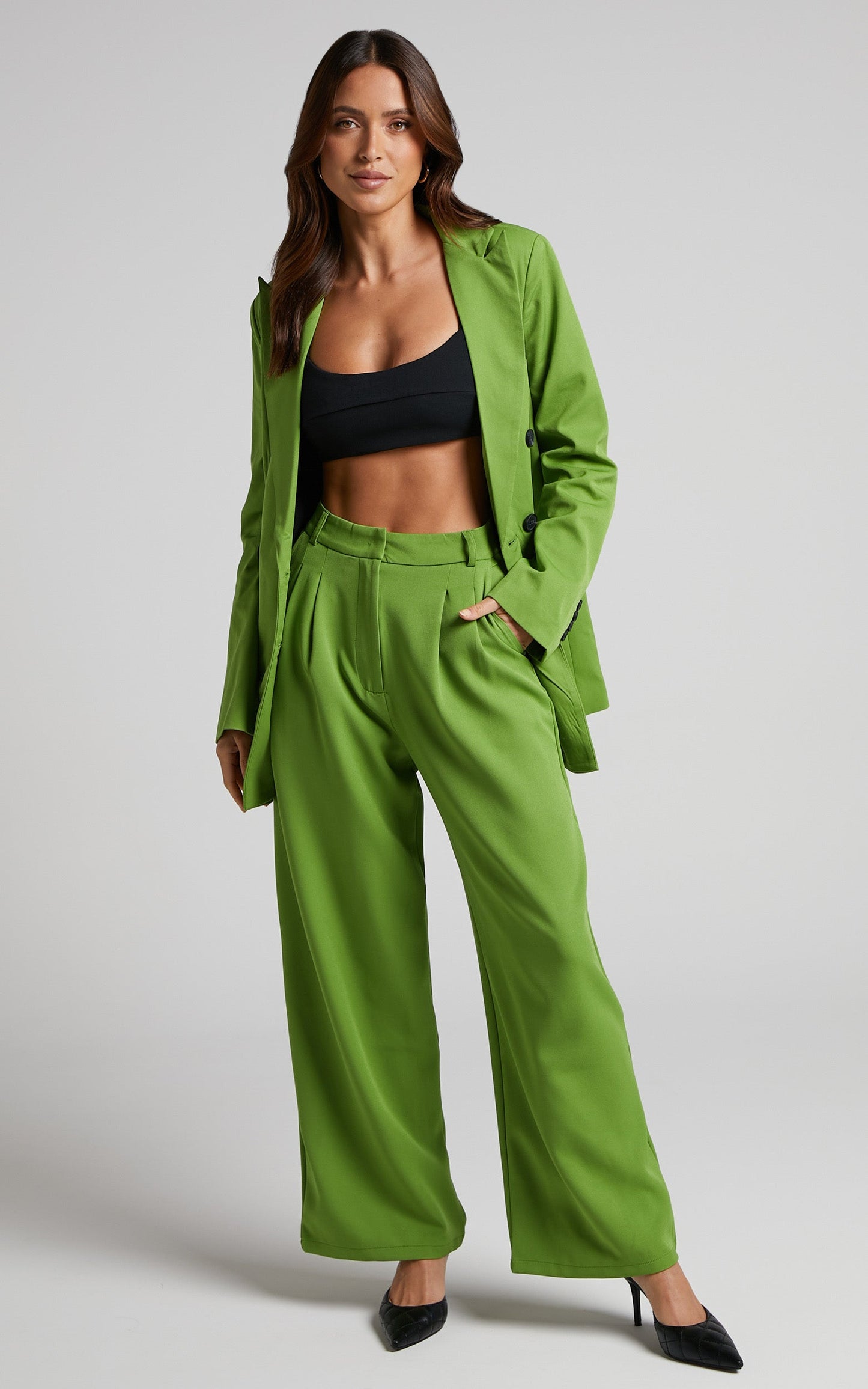 Suzzane Double Breasted Blazer in Green