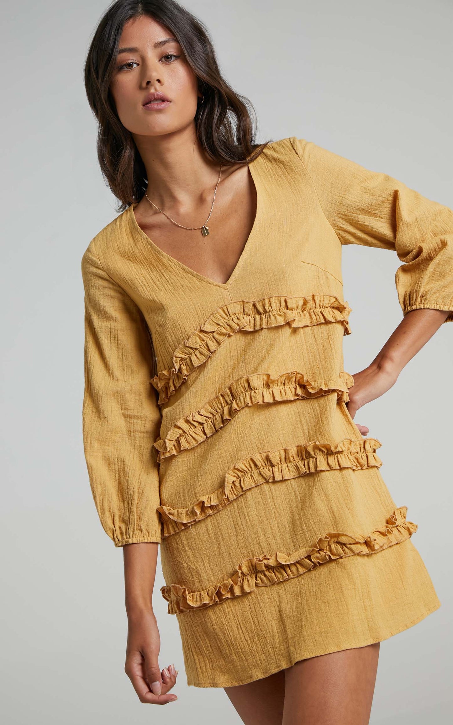 Sweetest Cheer Dress In Mustard