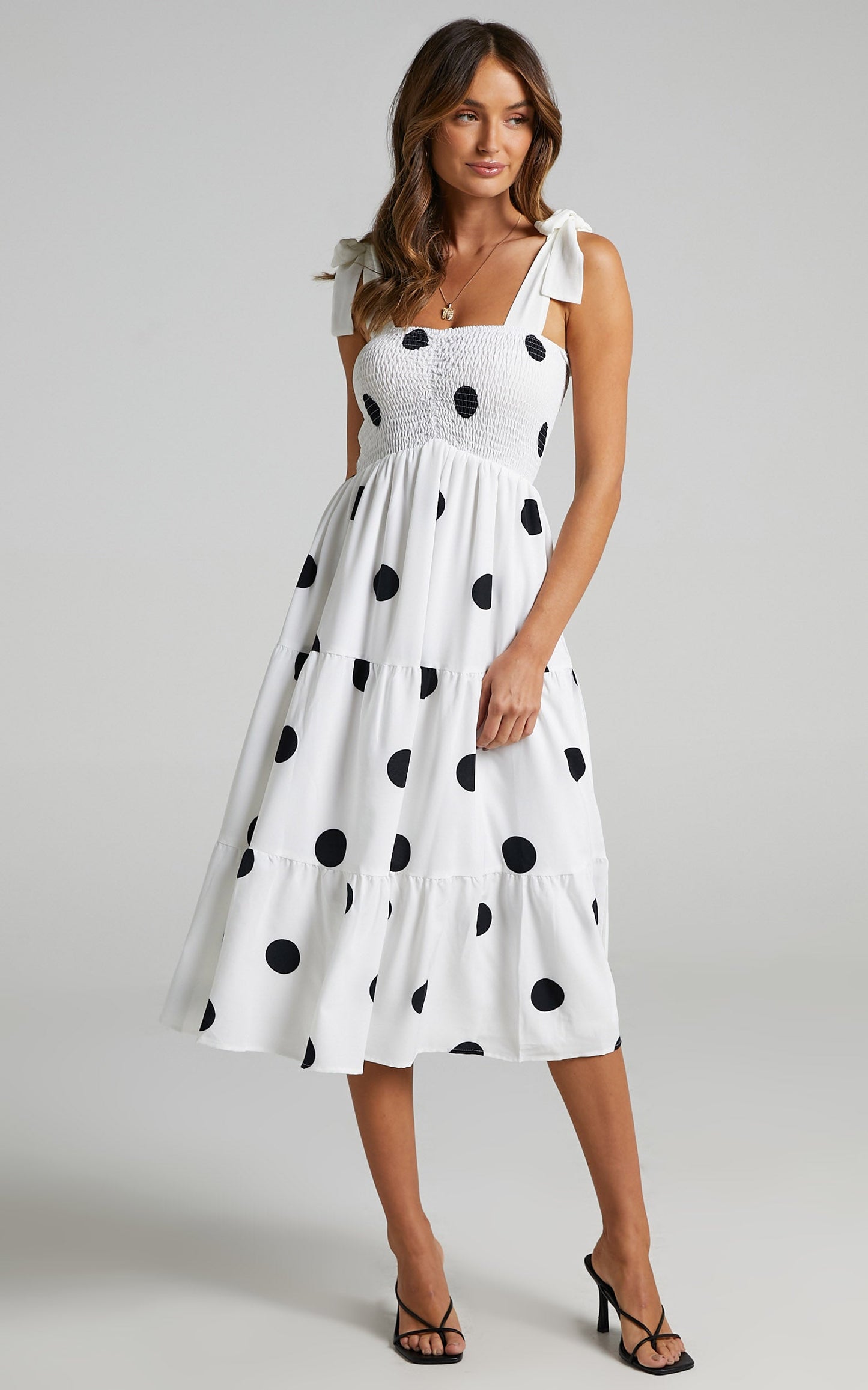 Sykes Dress in White Polka