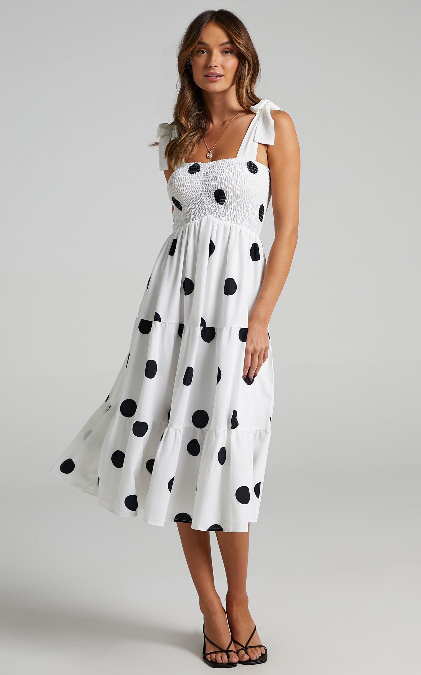 Sykes Dress in White Polka