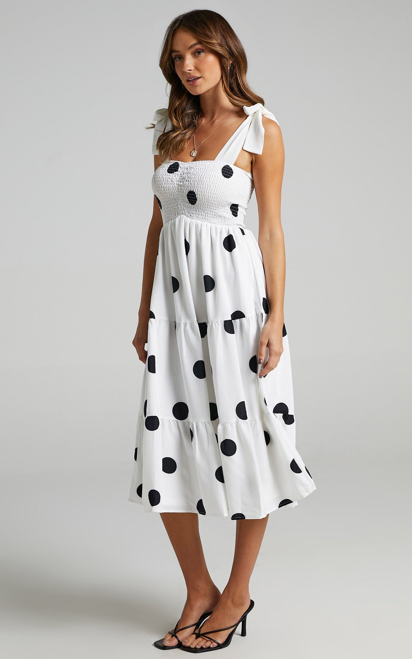 Sykes Dress in White Polka
