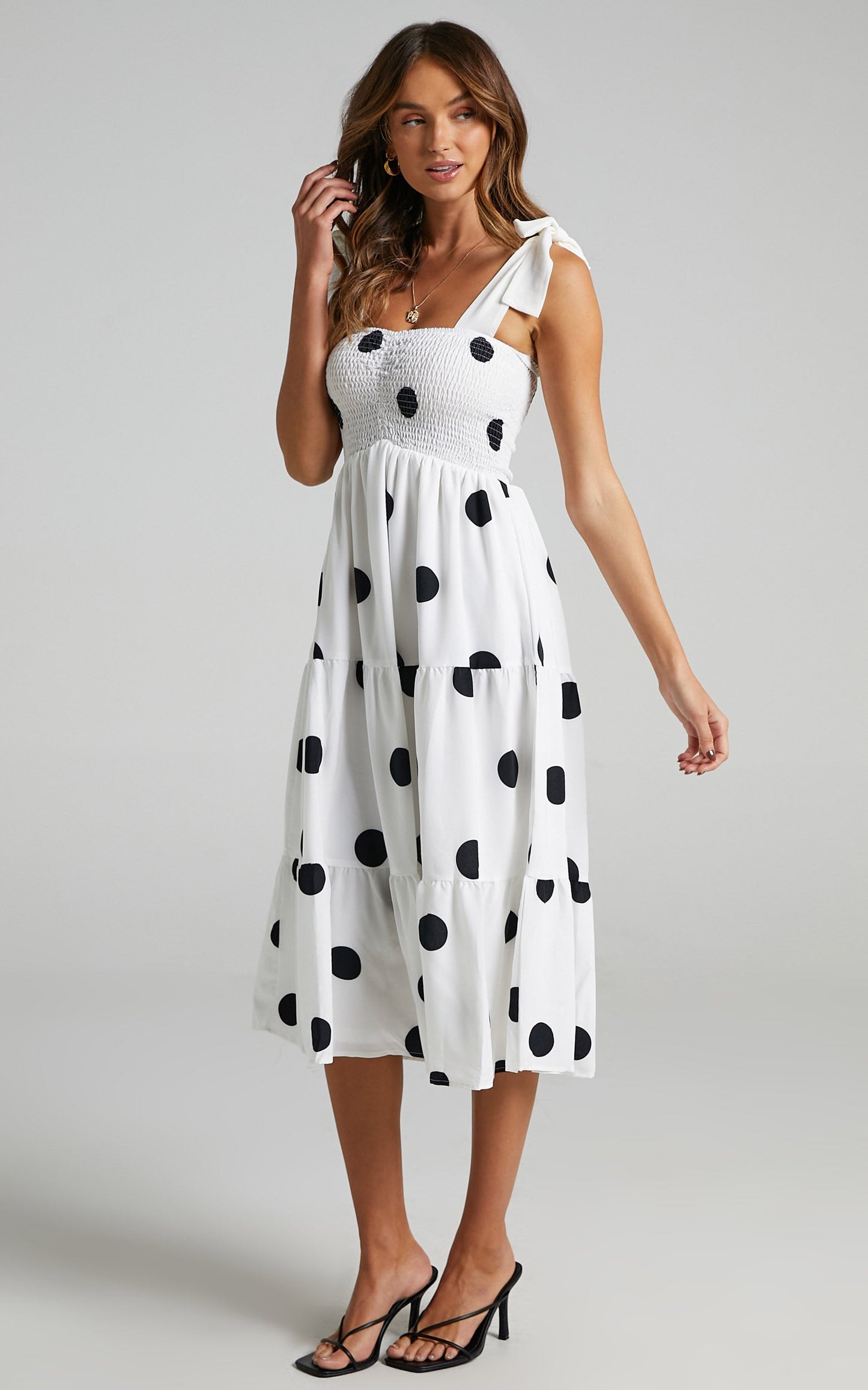 Sykes Dress in White Polka