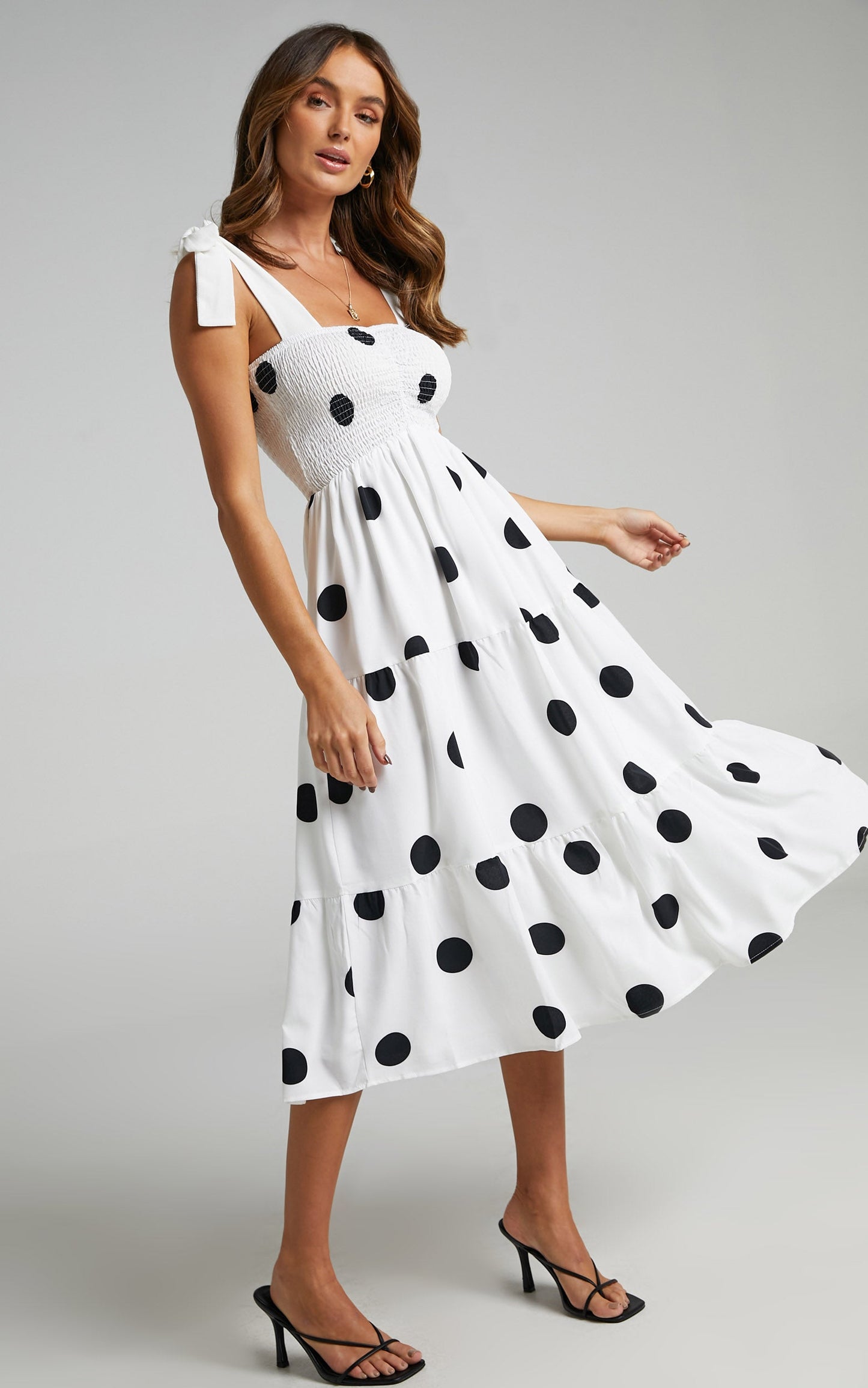 Sykes Dress in White Polka