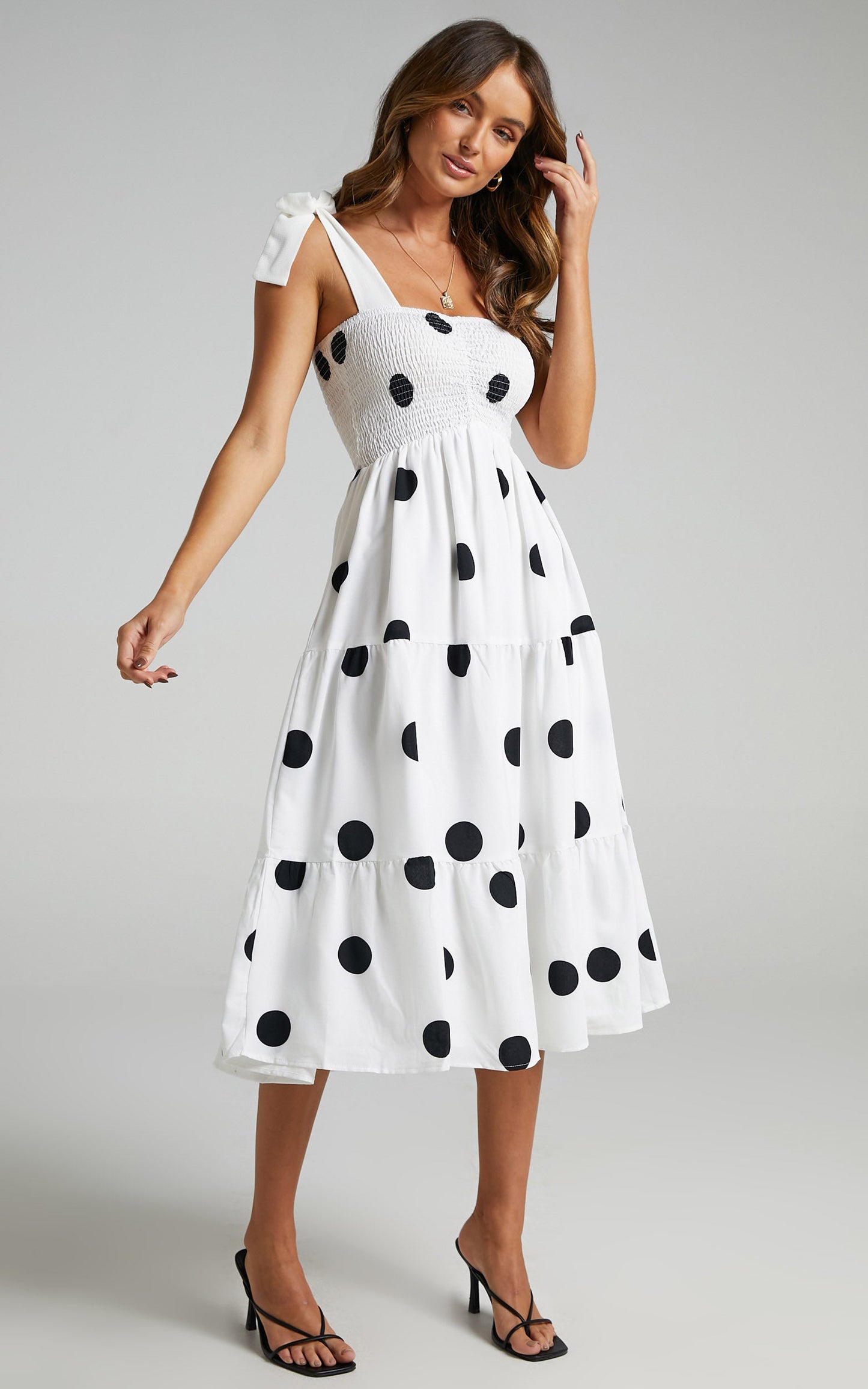Sykes Dress in White Polka