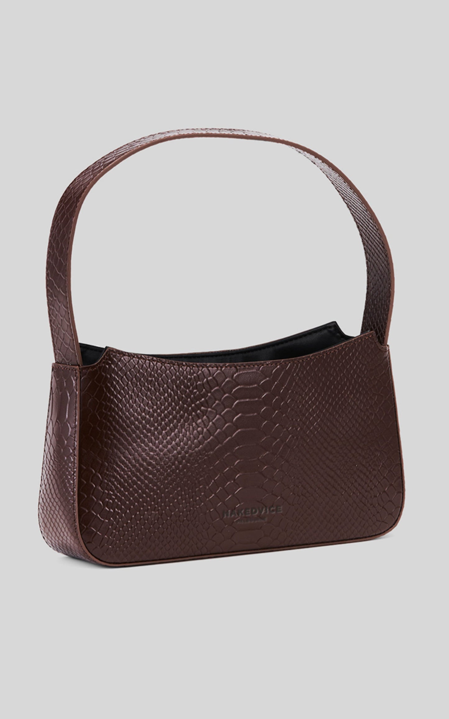NAKEDVICE - THE CAMELIA BAG in COCOA/SILVER