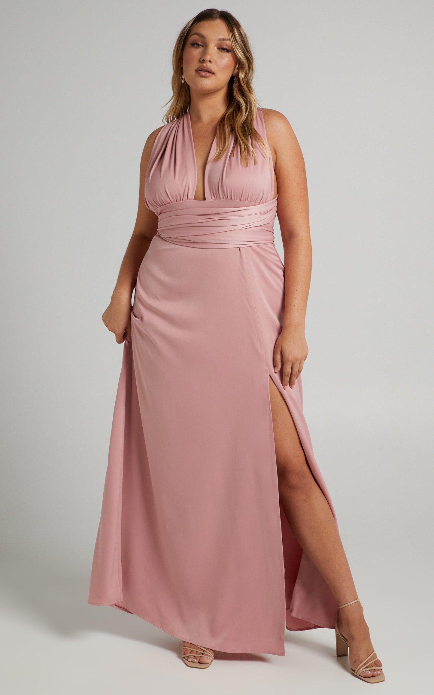 Whimsical Dream Multi Tie Maxi Dress in Blush