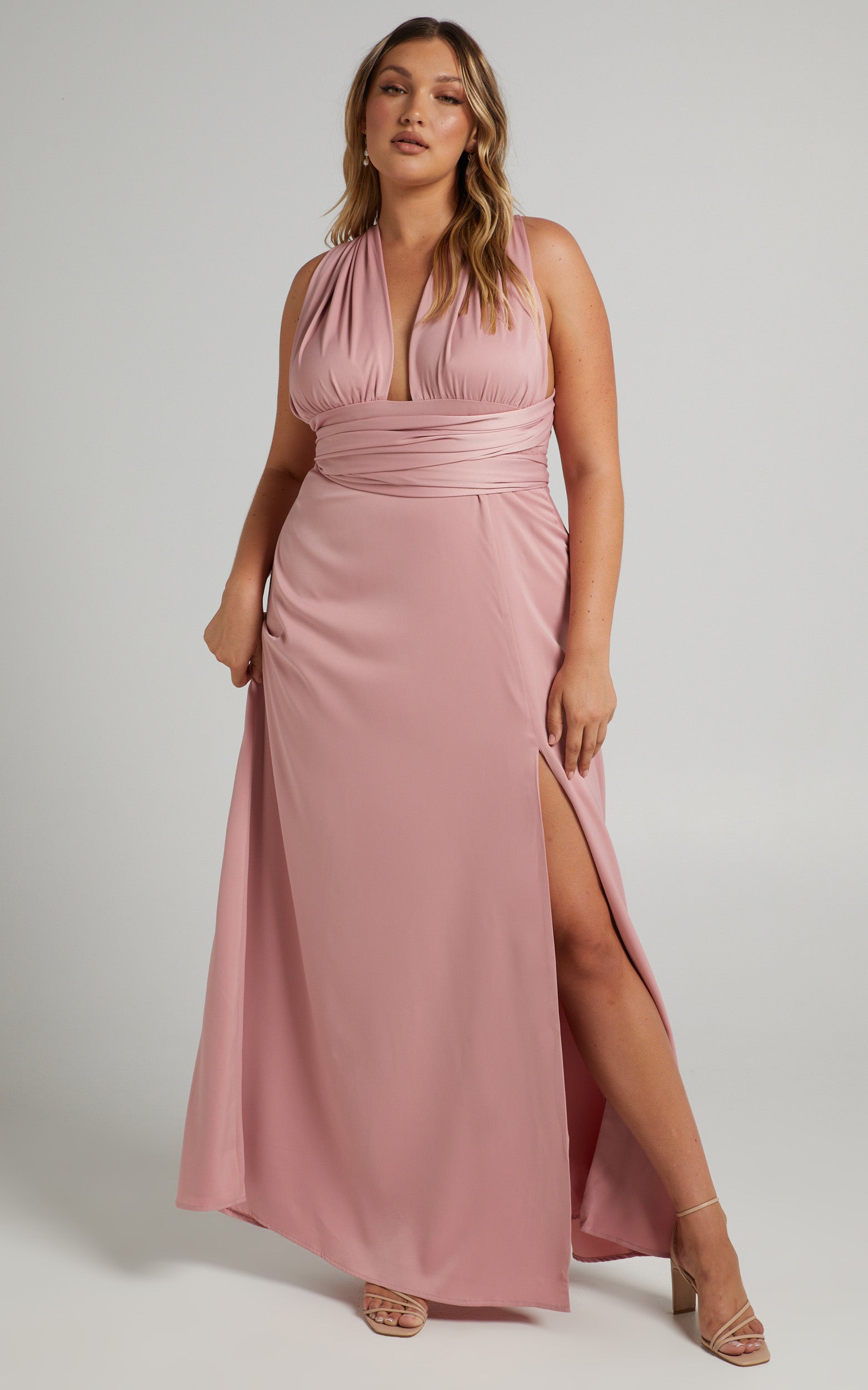 Whimsical Dream Multi Tie Maxi Dress in Blush