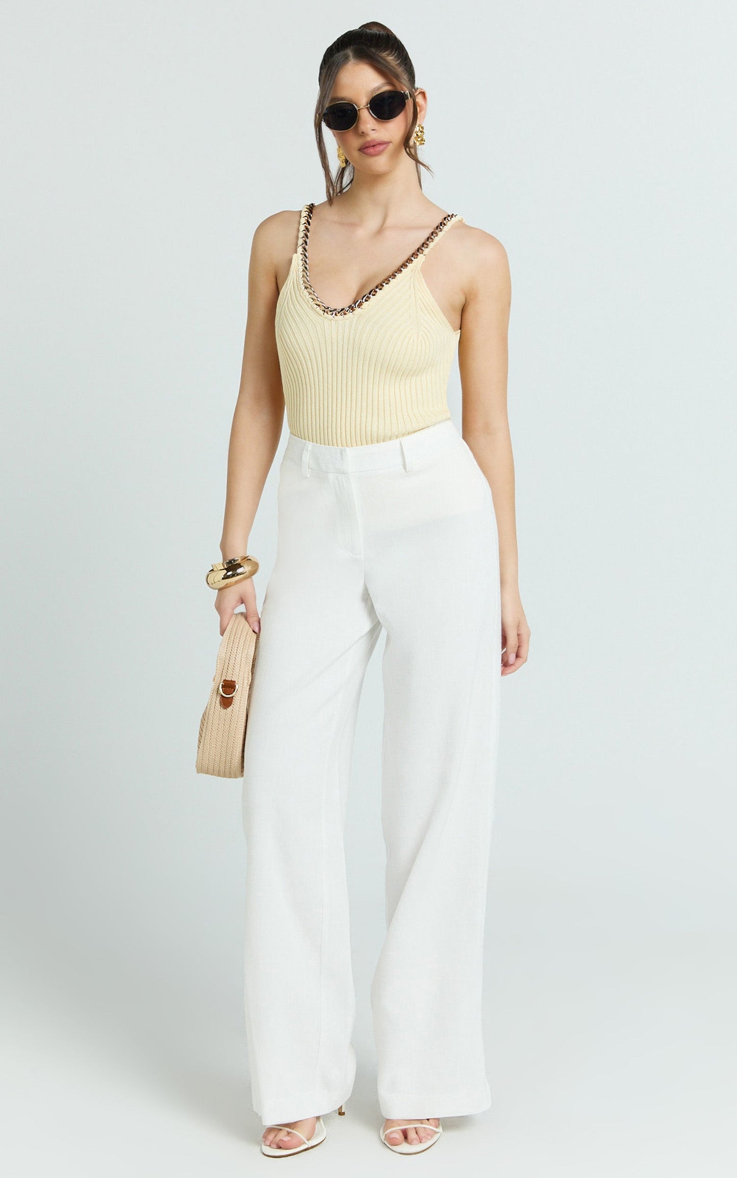 Talia Top - Sleeveless Knit Top in Cream