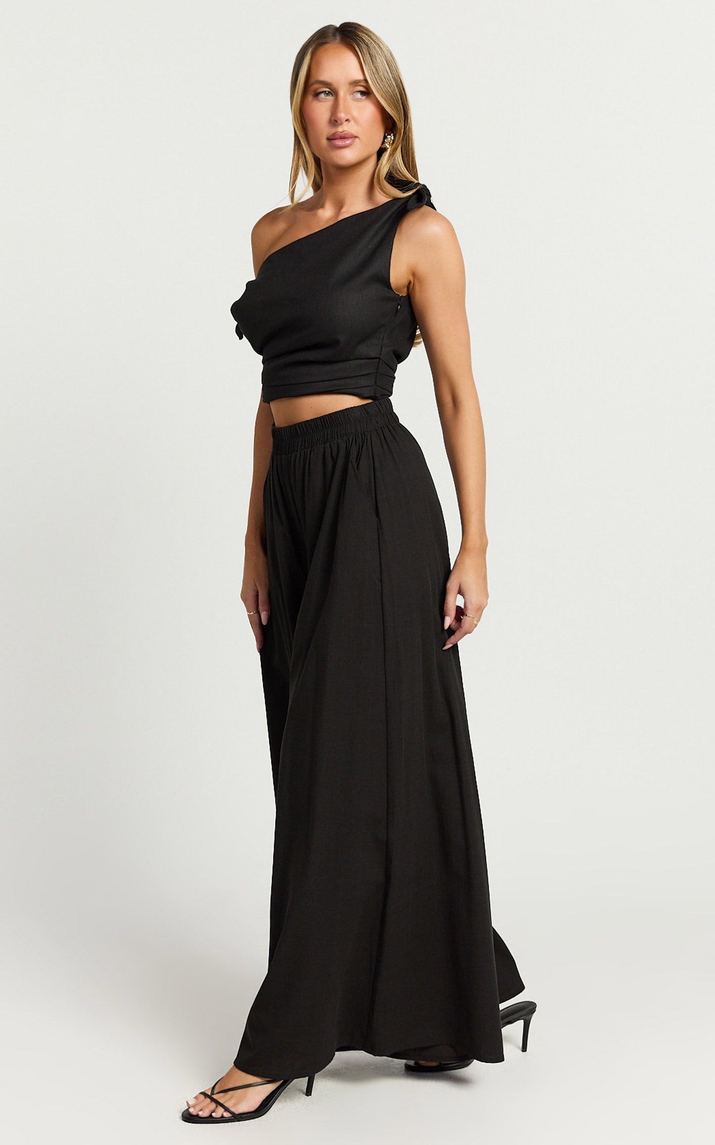 Tamara Pants - High Elasticated Waist Wide Leg Pants in Black