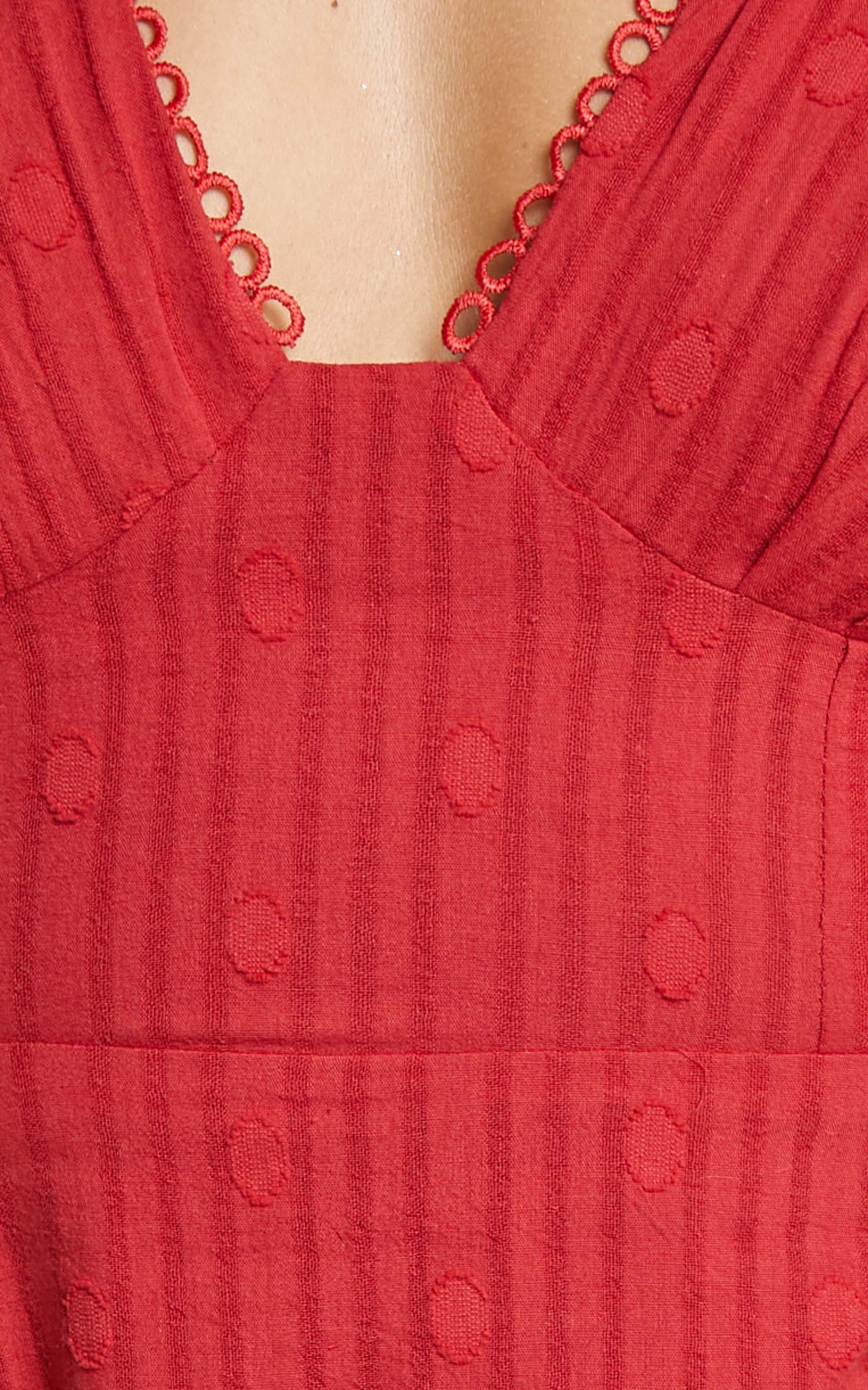 Tamzin Mini Dress - Frill Hem Dress in Red