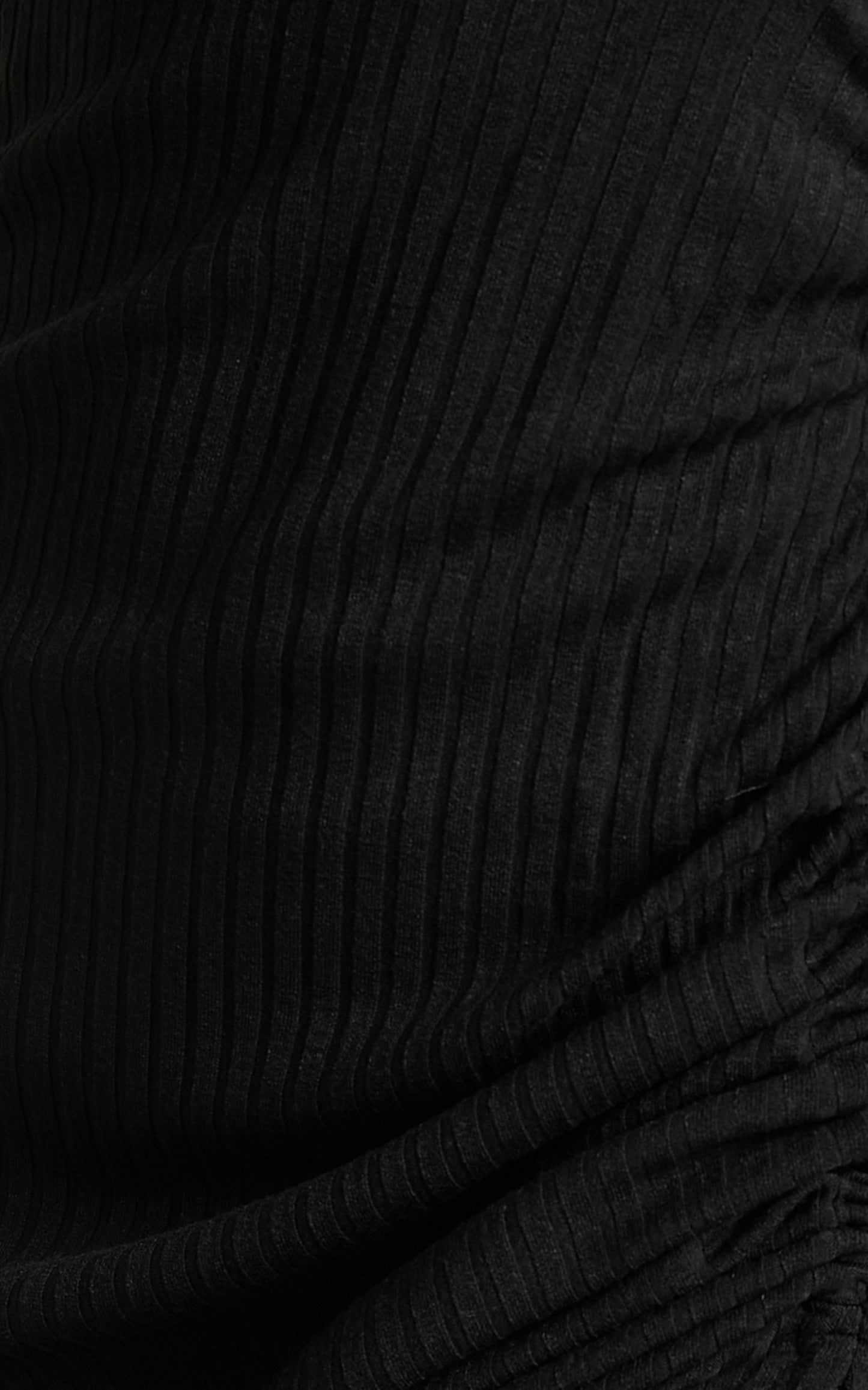 Tanjila Midi Dress - Ribbed Ruched Side Dress in Black