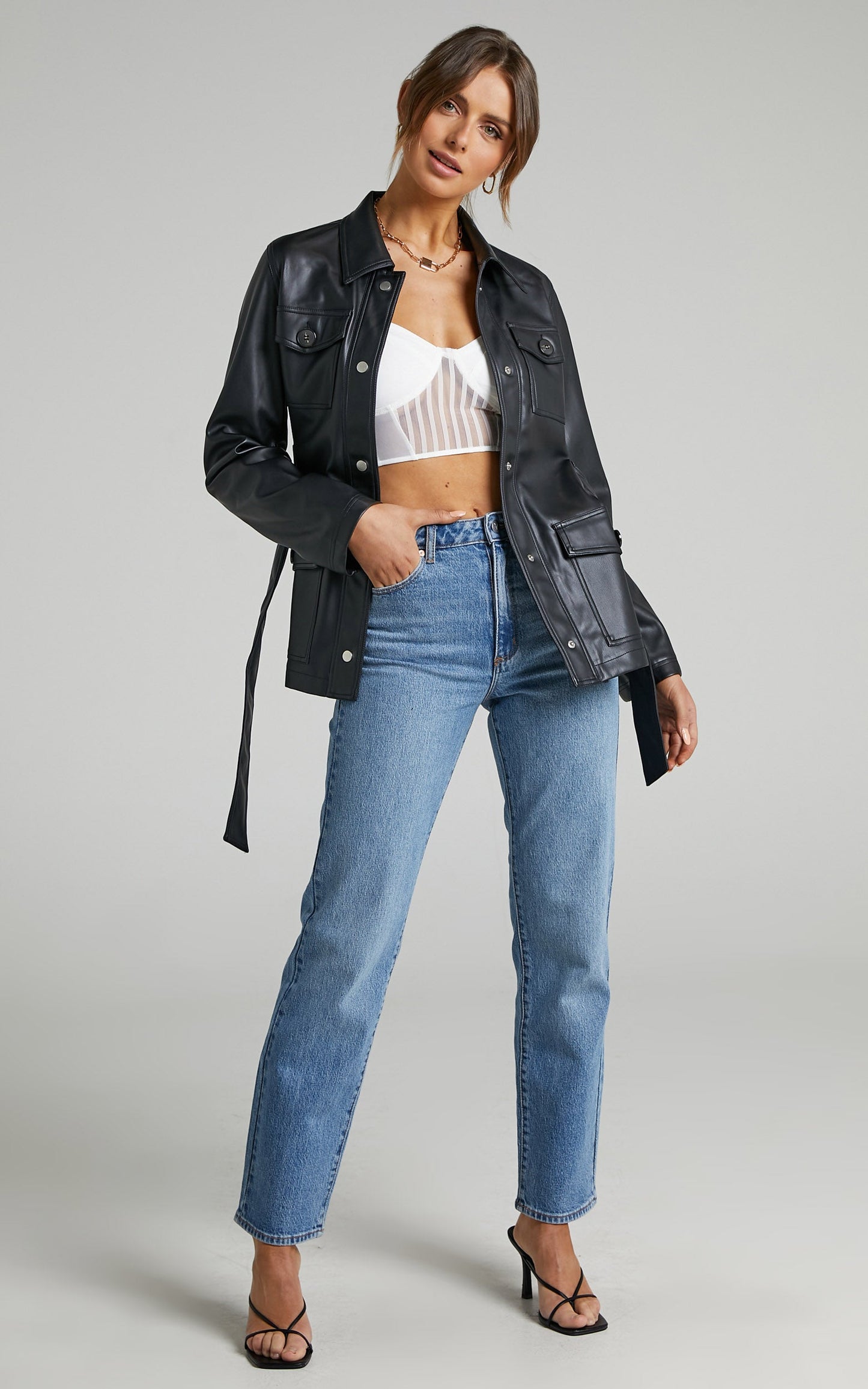 Taree Tie Up Jacket in Black
