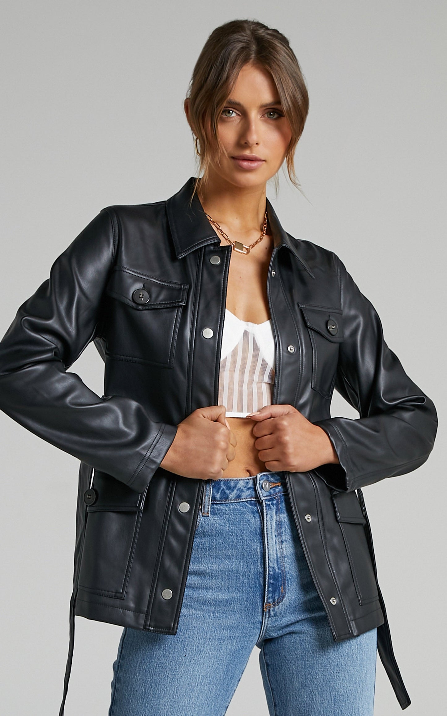 Taree Tie Up Jacket in Black