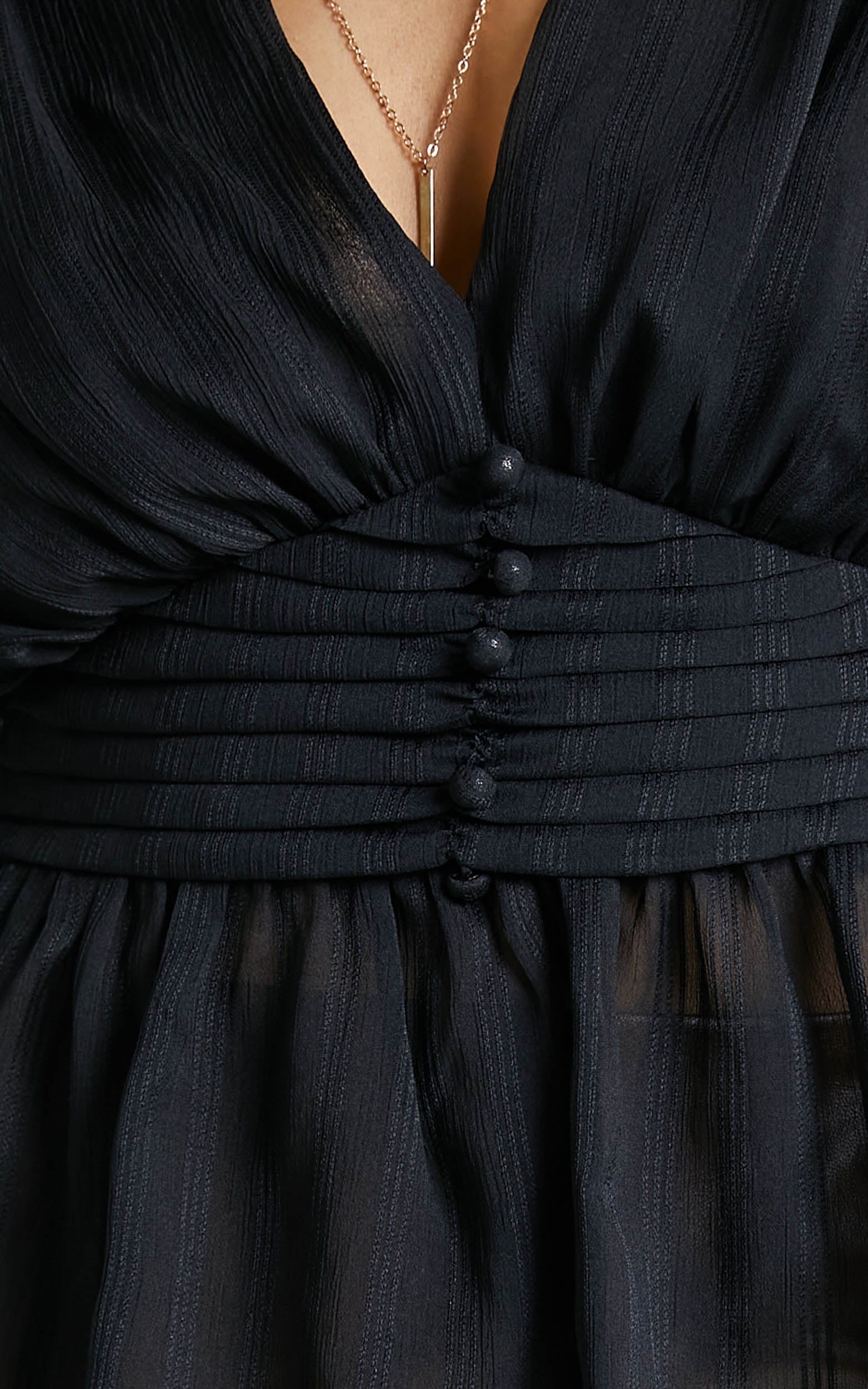 Tarnie Top - Balloon Sleeve Peplum Top in Black