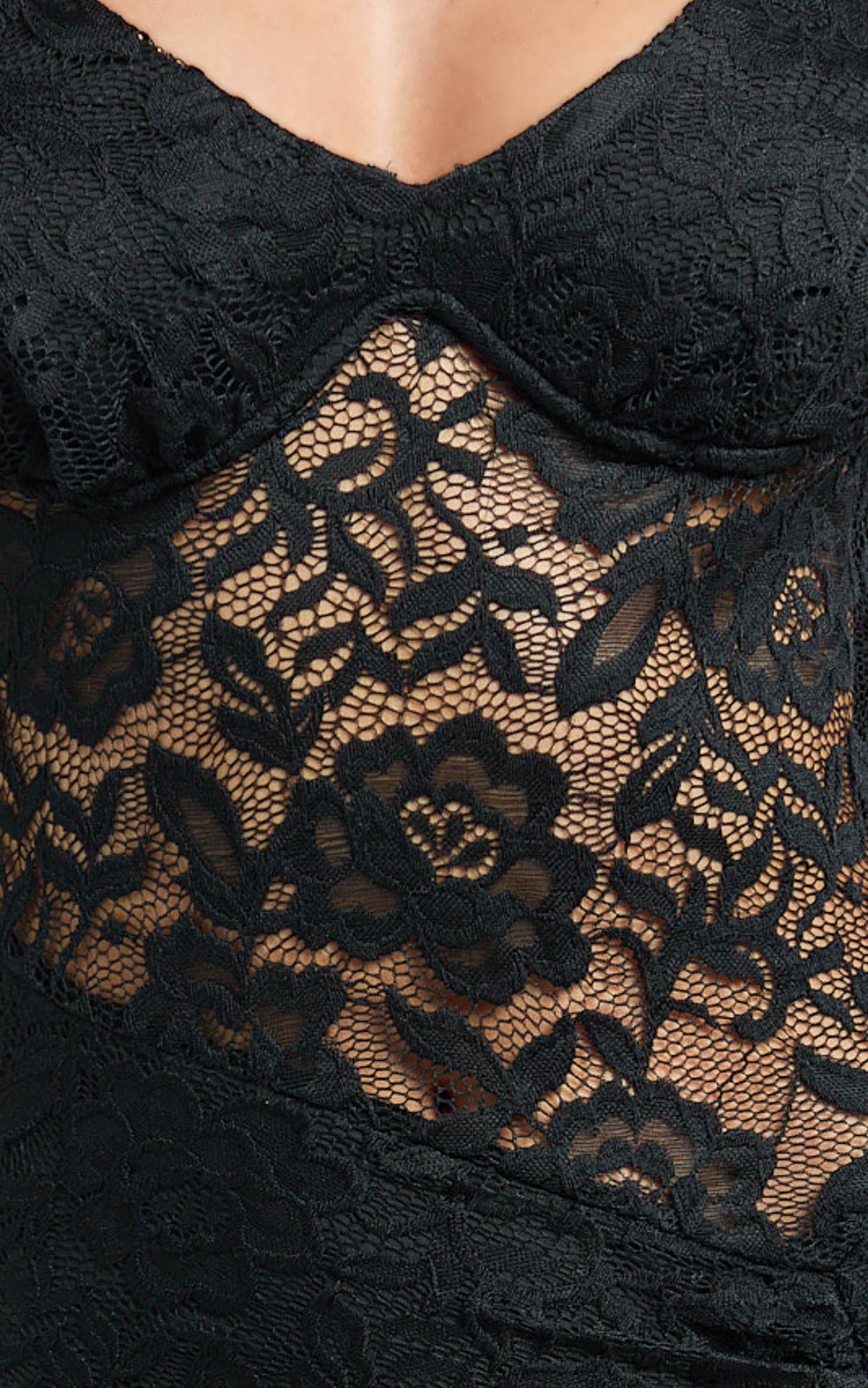 Tatum Midi Dress - Lace Off Shoulder Side Split Dress in Black