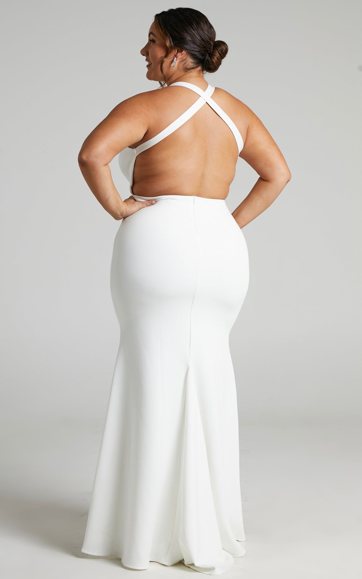 Taveuni Plunge Cross Back Gown in White