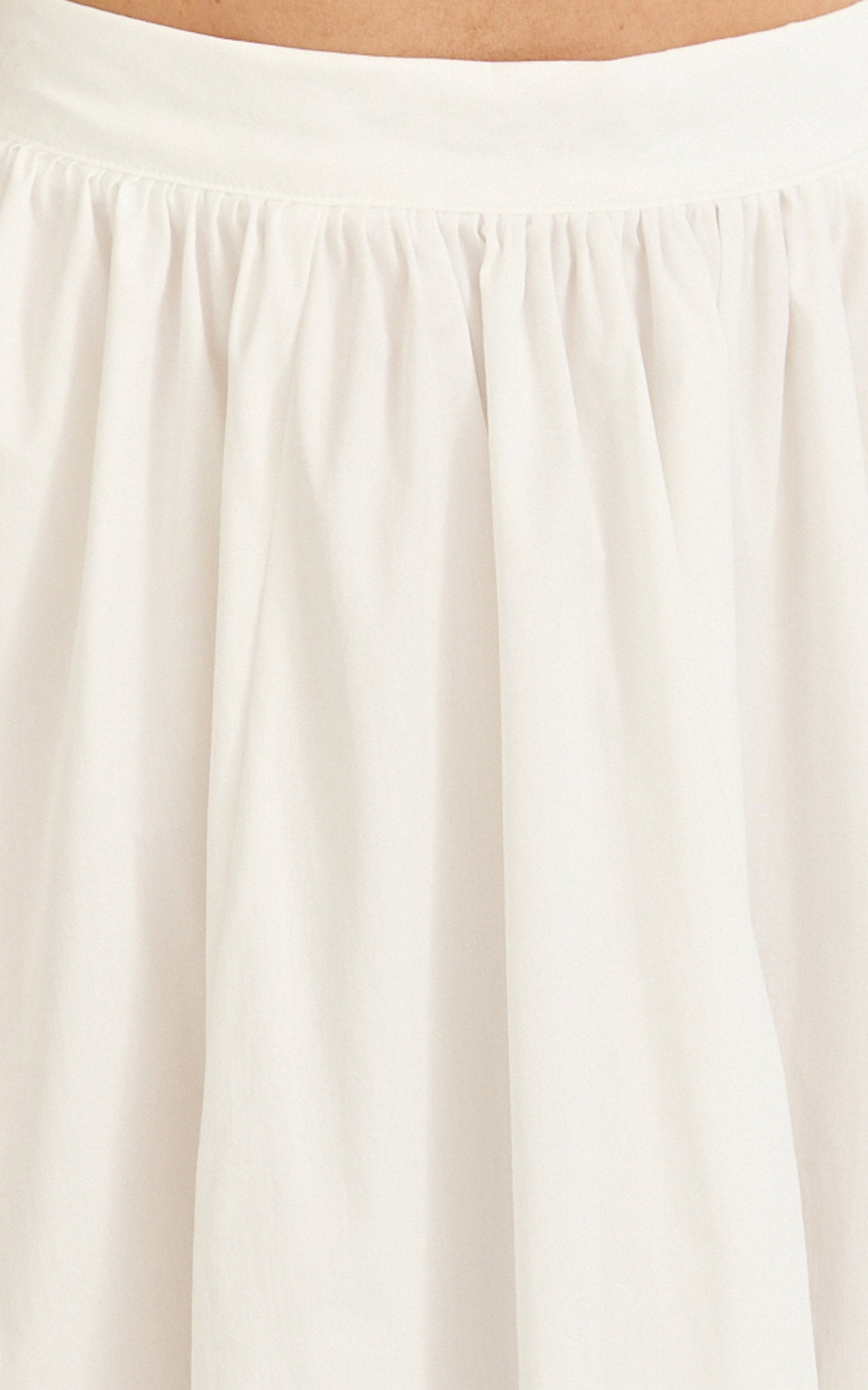 Tegan Two Piece Set - Straight Neck Micro Crop Top and A Line Maxi Skirt Set in White