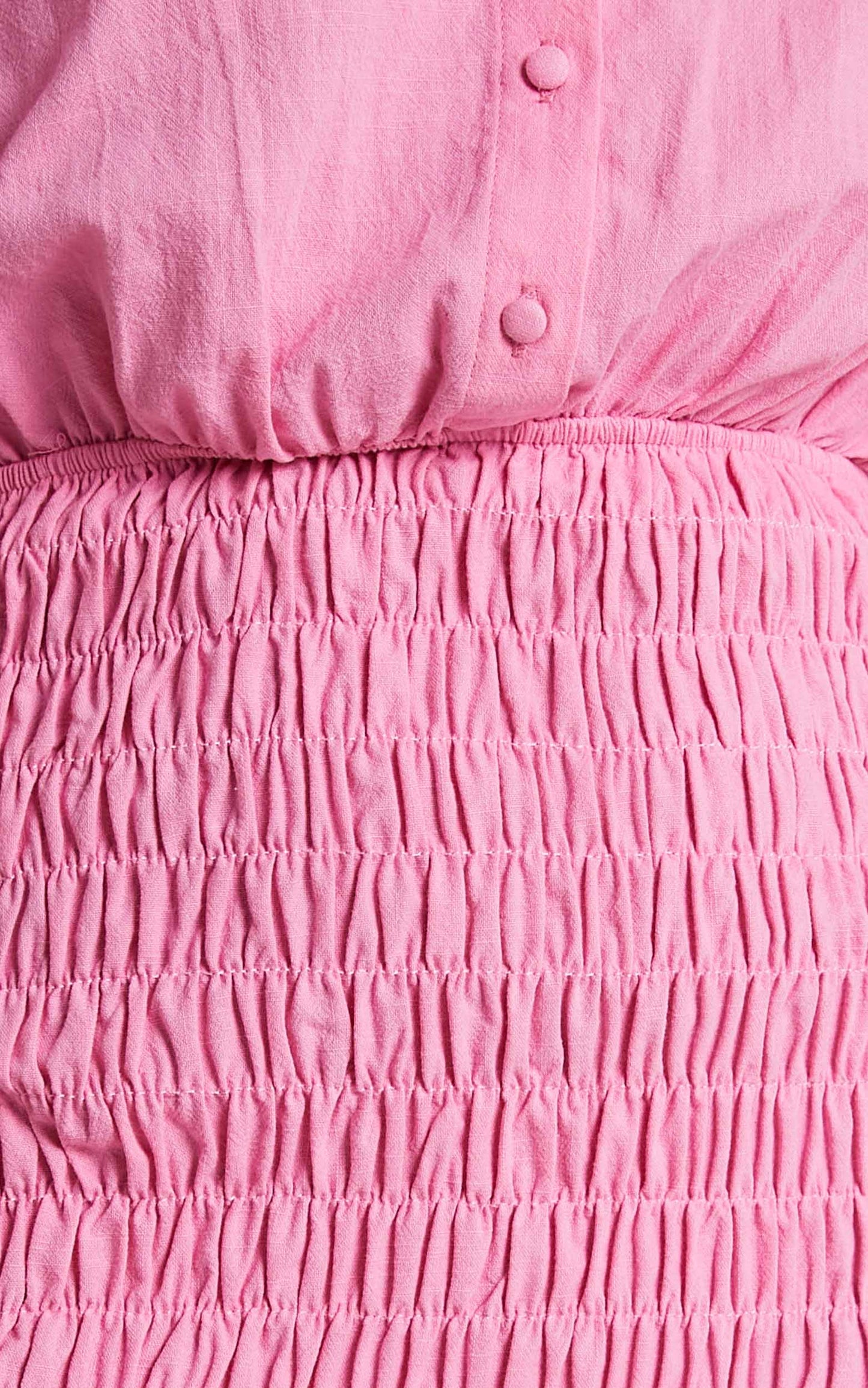 Teisha Mini Dress - Collared Shirred Dress in Pink