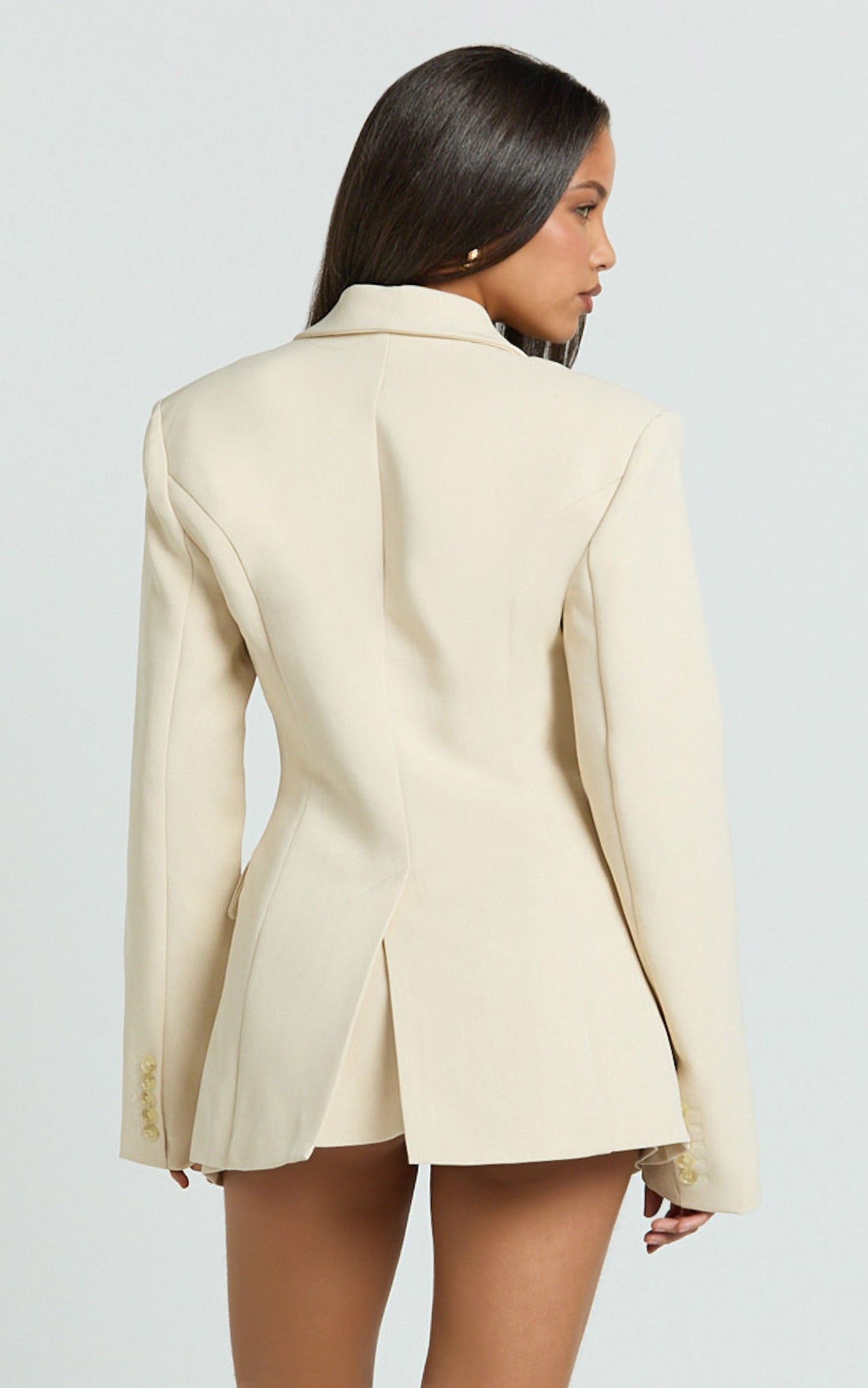Tessa Blazer - Oversized Cinch Waist Double Breasted Blazer in Beige