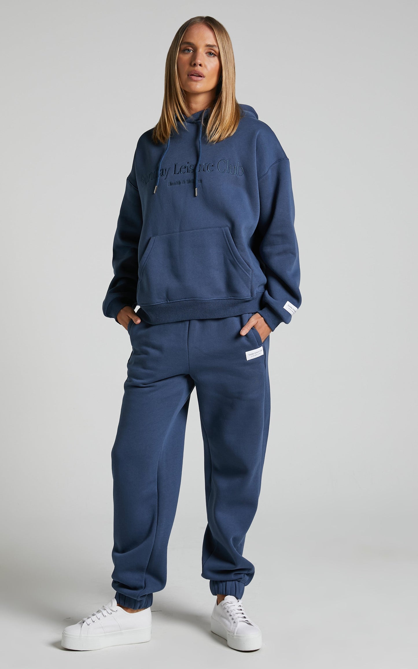 Sunday Leisure Club - Mid Rise Lazy Track Pants in Petrol Blue